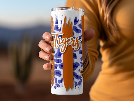 Auburn University Tigers Vertical Brush Stroke Design Tumblers