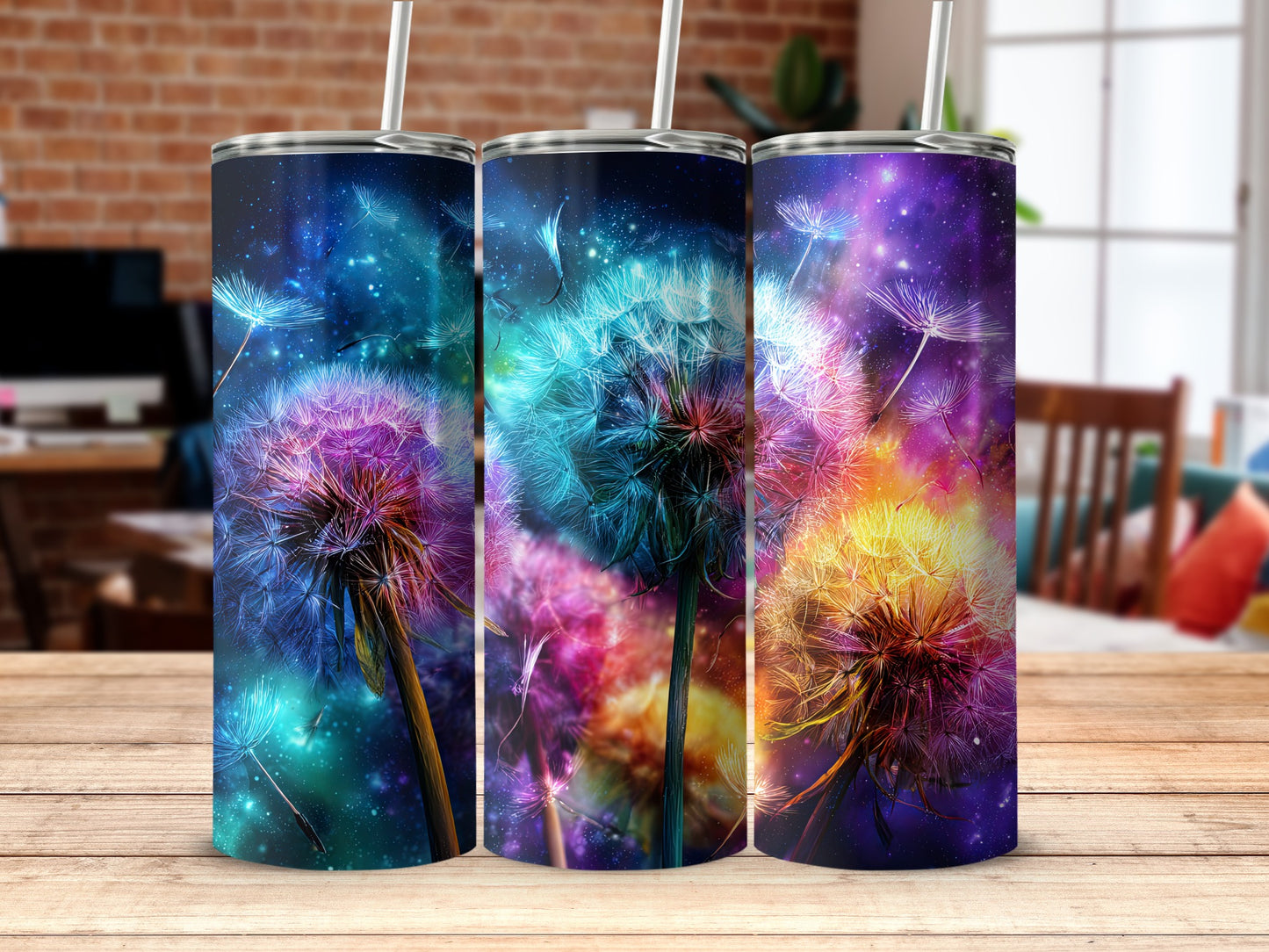 Colorful Dandelion Themed Tumbler Set for Any Occasion
