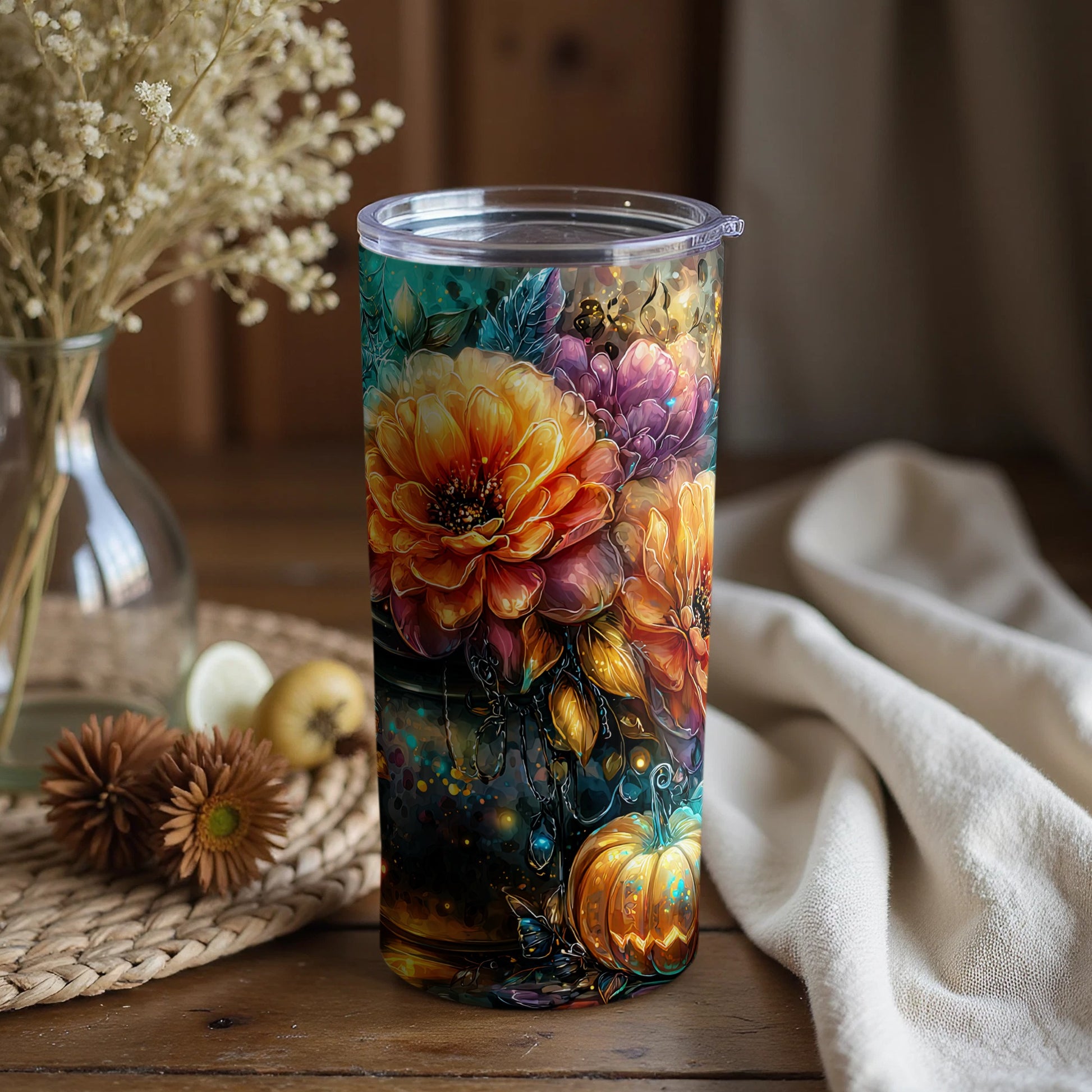Fantasy Autumn Floral Insulated Tumbler