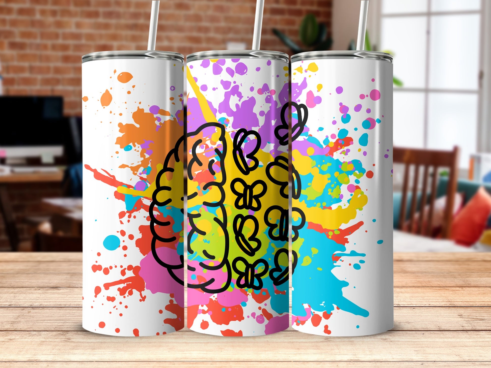 Colorful Abstract Brain Art Tumbler for Everyday Use