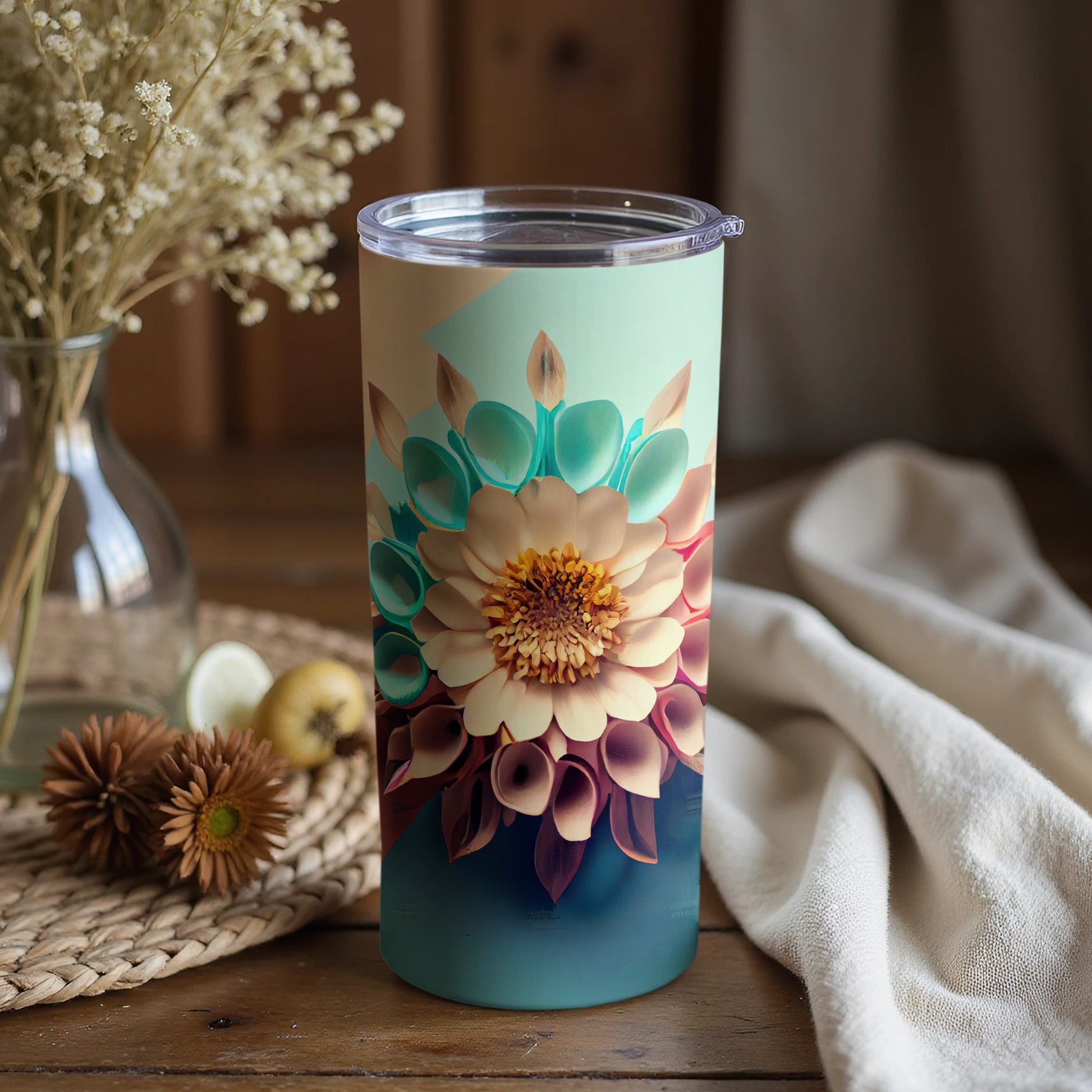 Elegant Botanical Floral Design Travel Tumbler Cup