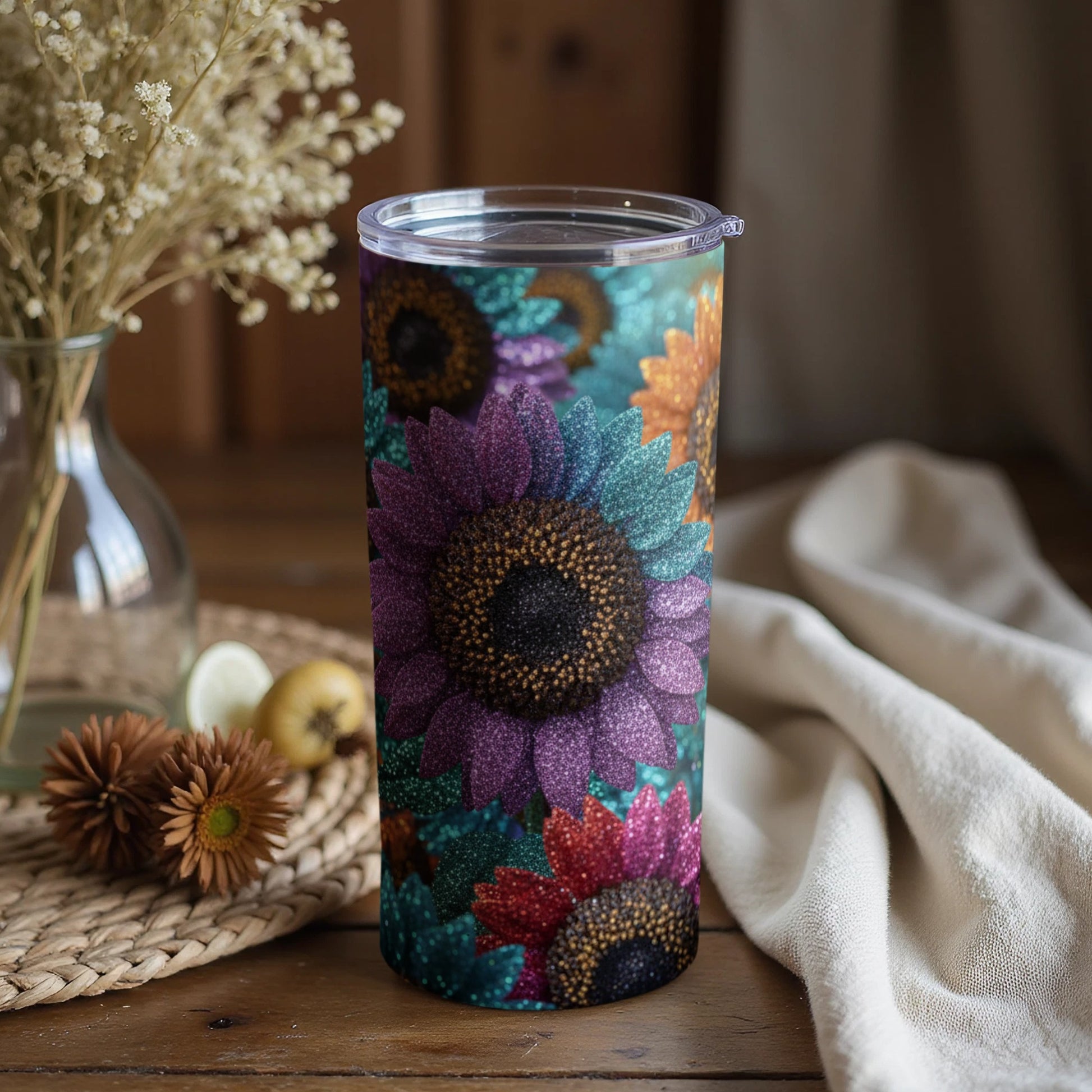 Colorful Sunflower Patterned Insulated Tumbler