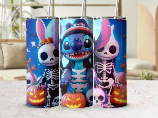 Cute Halloween Skeleton Characters in Costumes tumbler