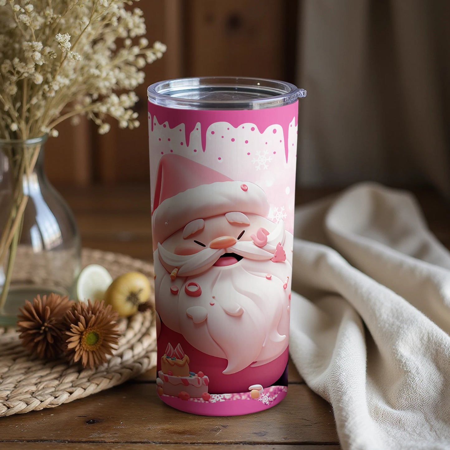 Santa Holiday Themed Tumbler Ideal for Festive Gifts