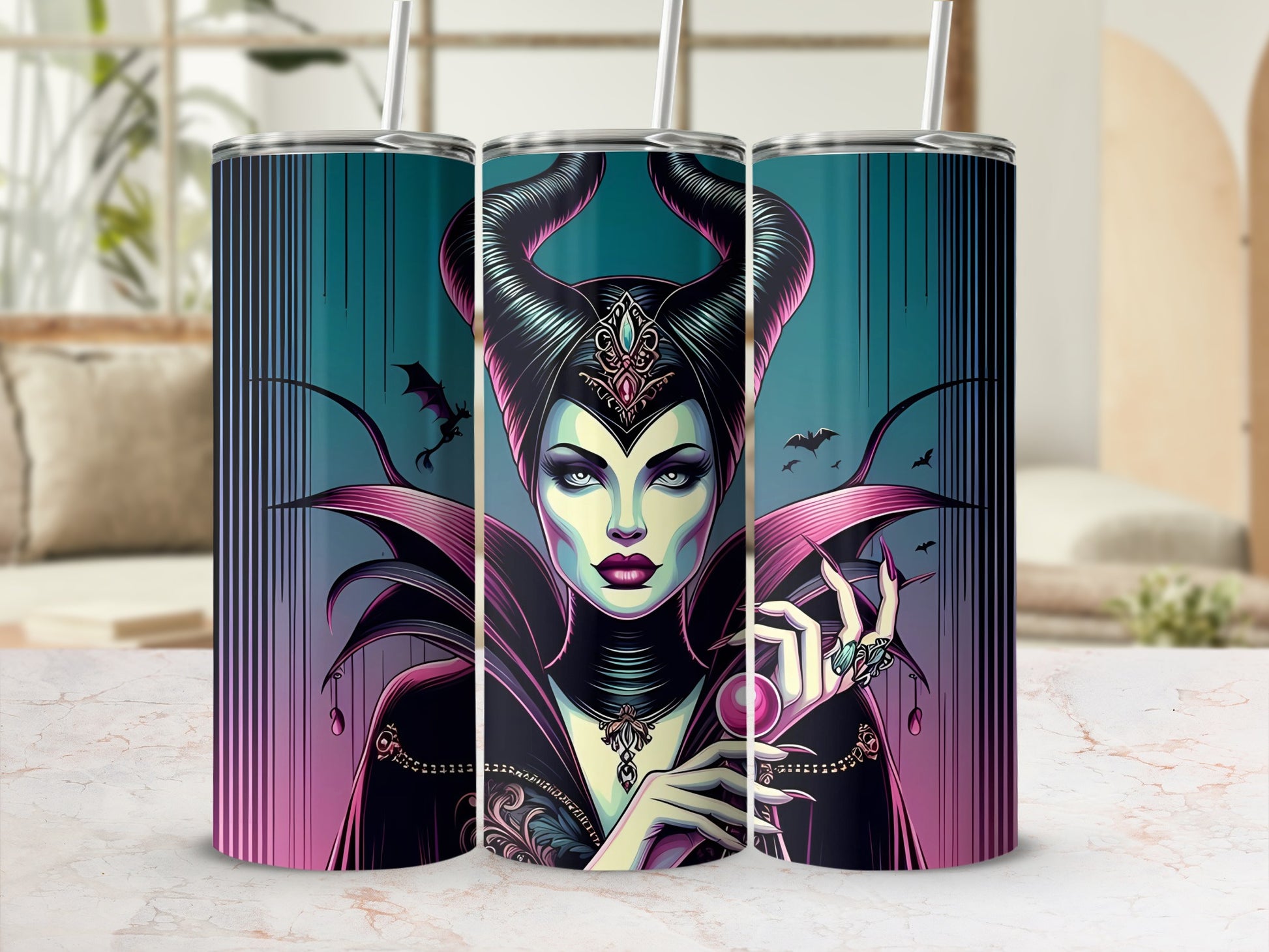 Villainous Queen With Bats Design tumbler product