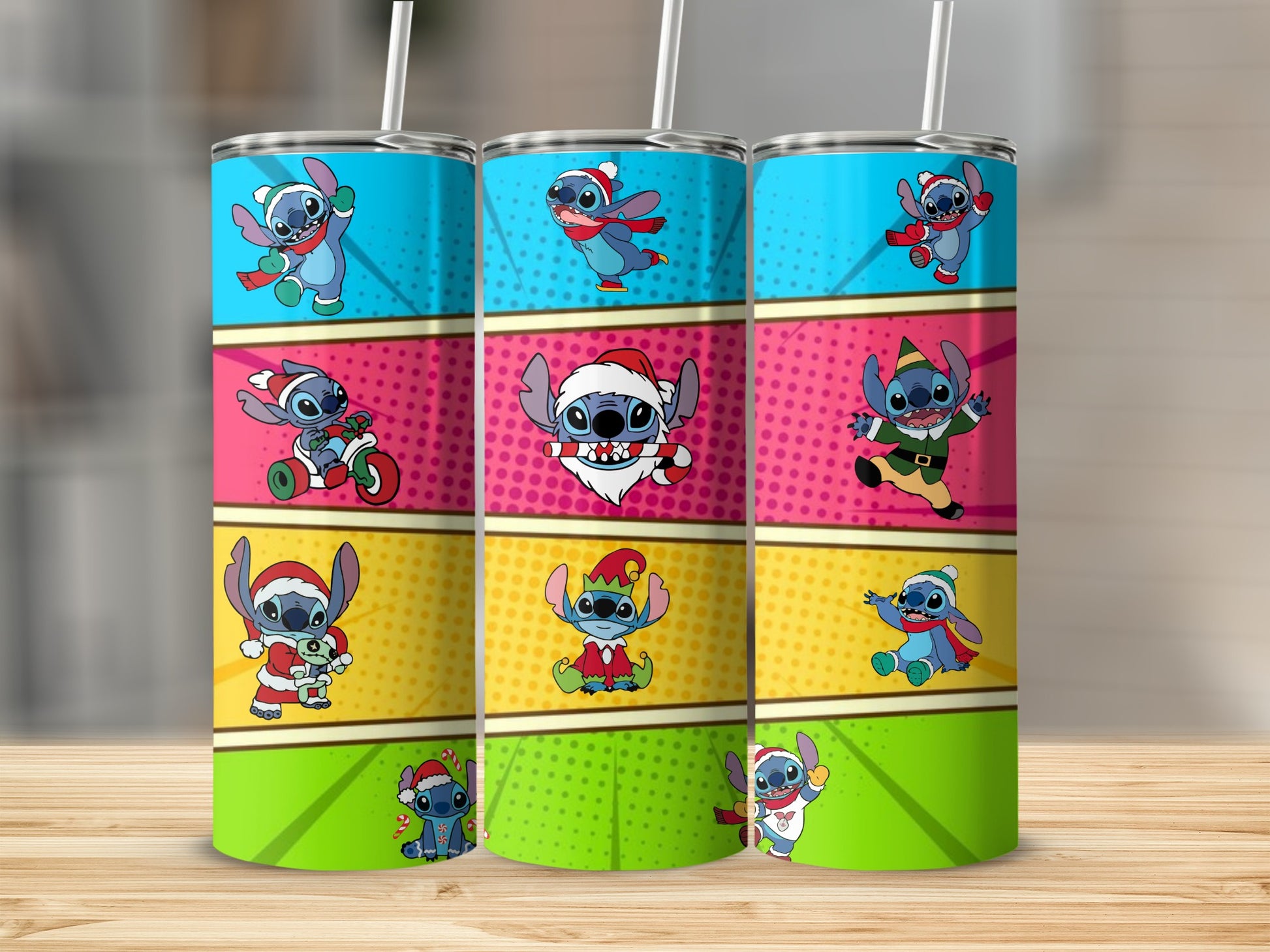 Colorful Stitch Christmas Themed Tumbler