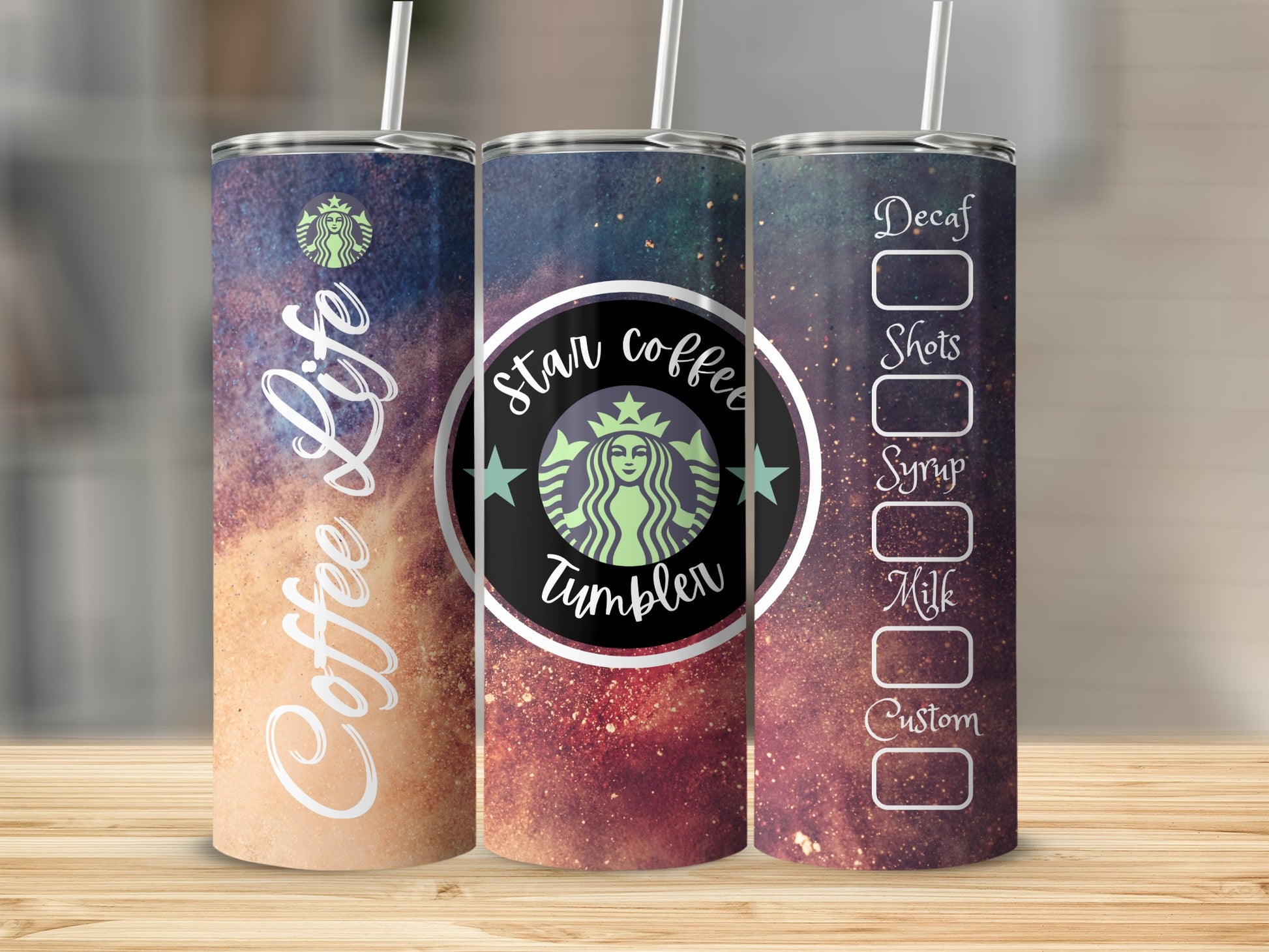 Star Coffee Tumbler with Customizable Drink Options