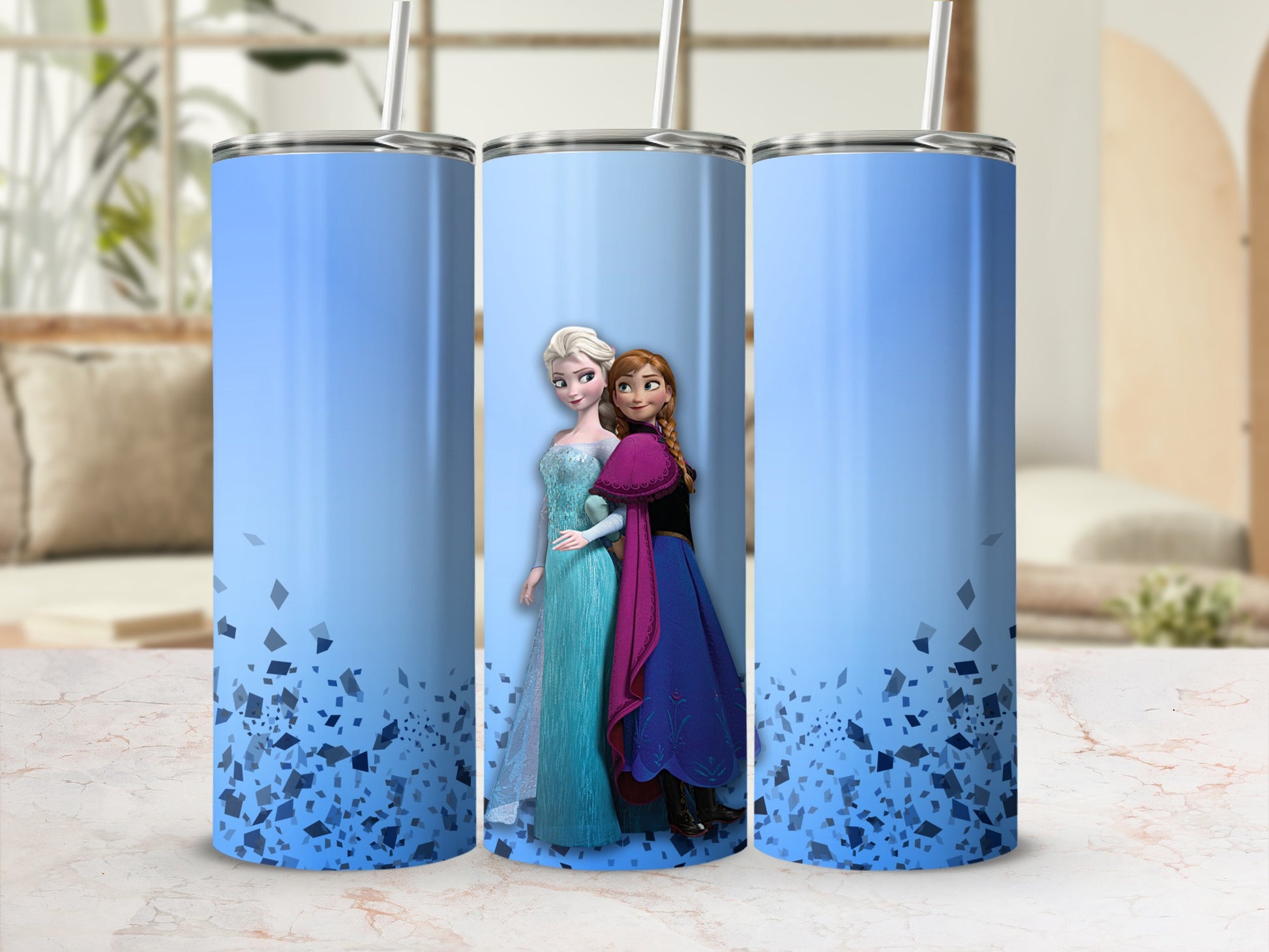Frozen Characters Blue Stainless Steel Tumbler