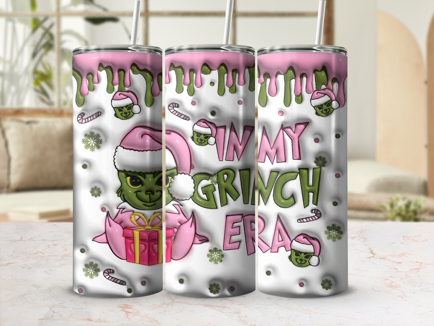 In My Grinch Era Christmas Themed Tumbler Cup Design