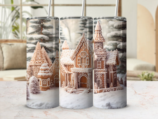Gingerbread House and Snowy Tree Insulated Tumbler