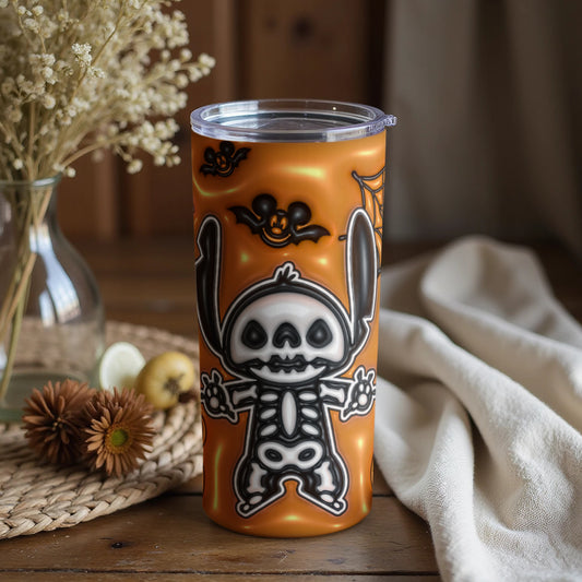 Halloween Skeleton and Bats Insulated Drink Tumbler