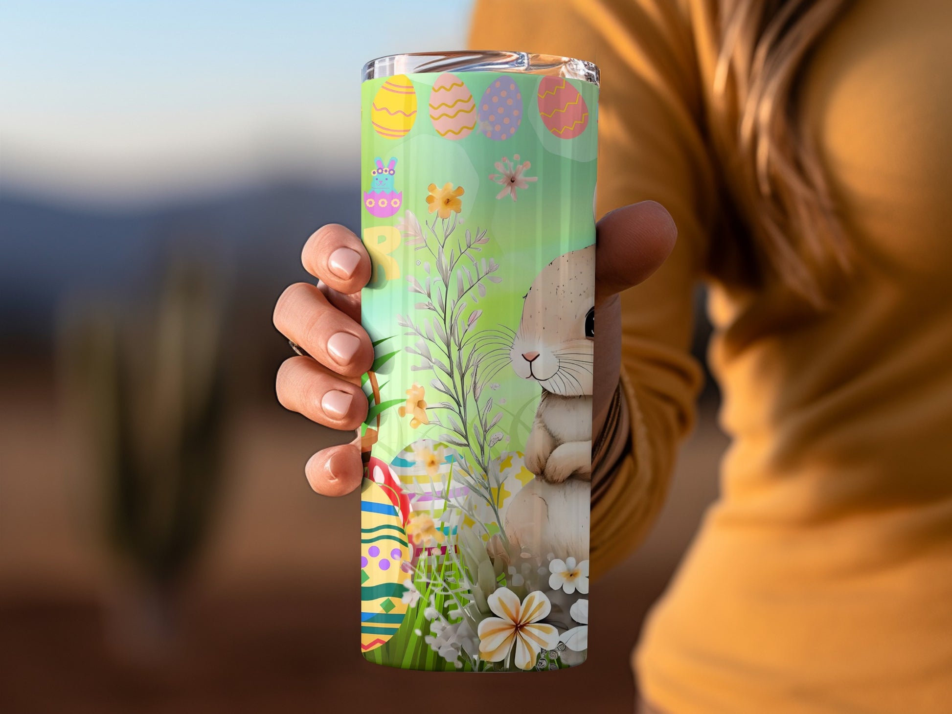 Adorable Bunny and Easter Eggs Design Tumbler