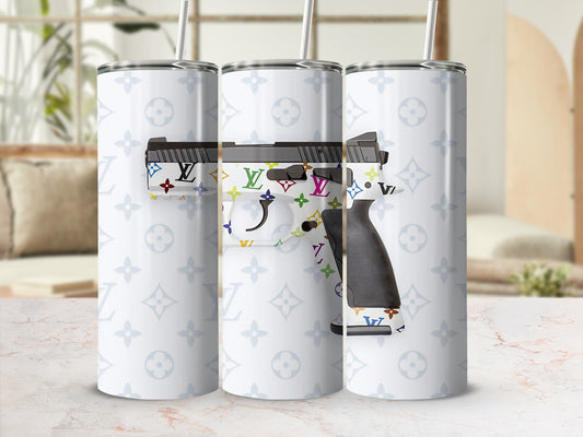 Stylish Gun Design Travel Tumbler with Lid and Straw