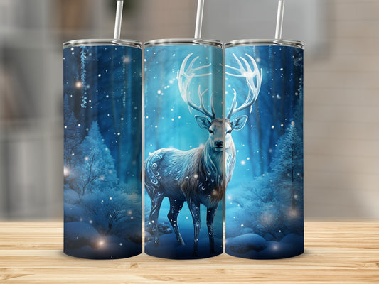 Enchanted Winter Forest Deer Themed Tumbler