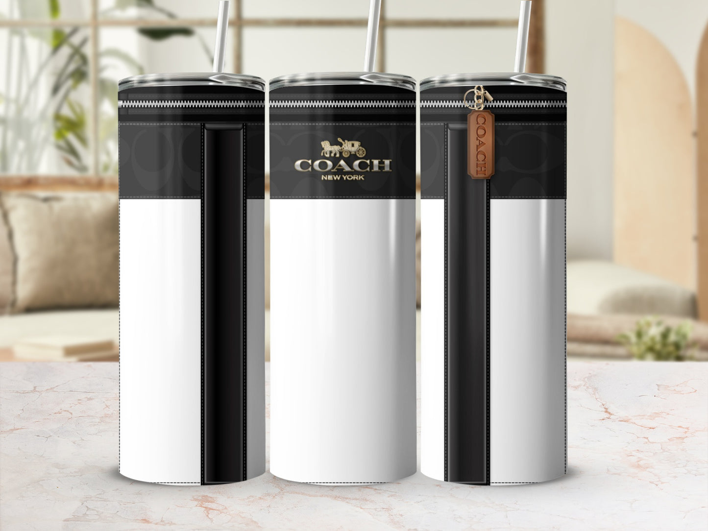 Sleek Designer Tumblers with Classic Black and White Design