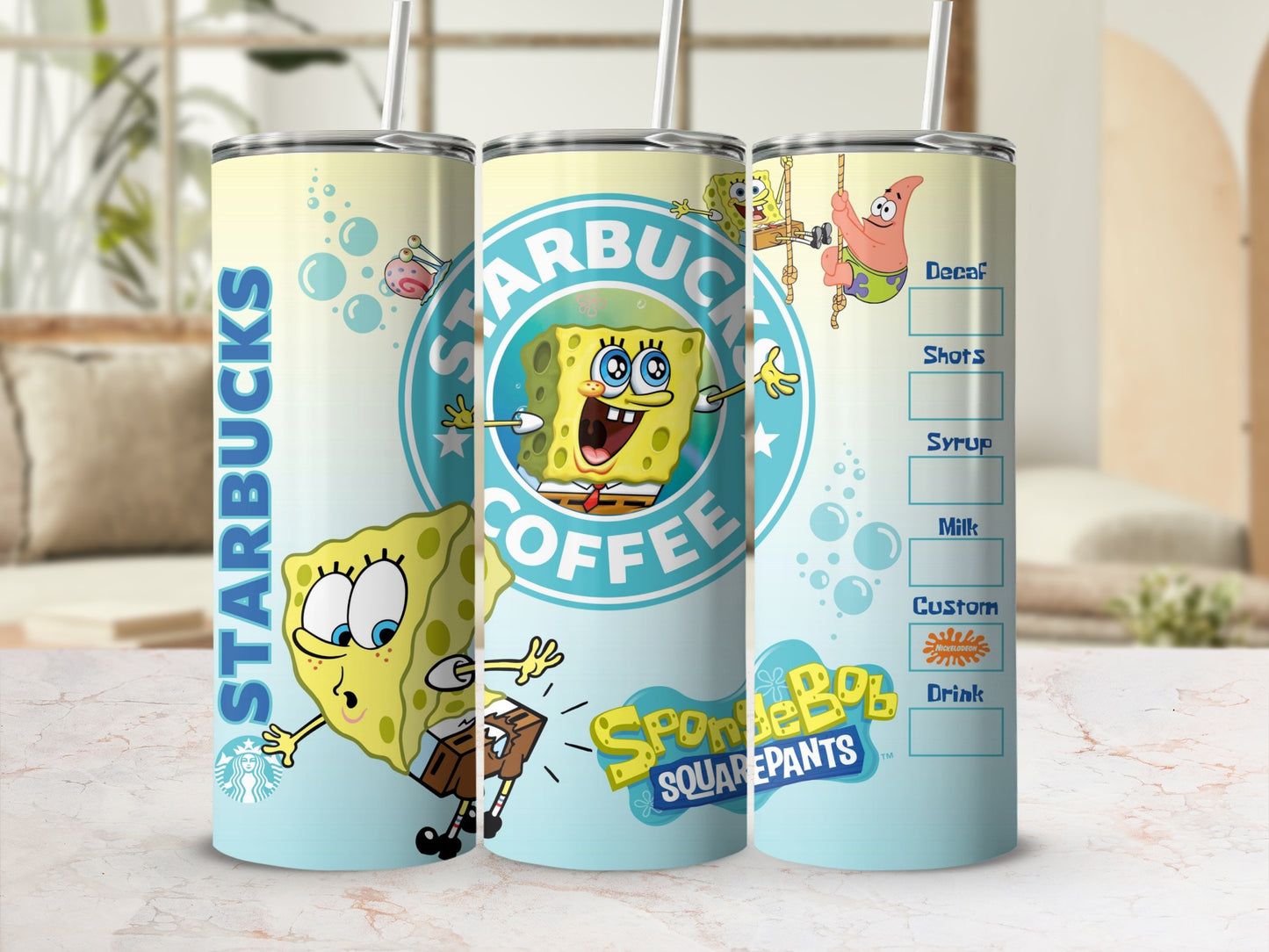 SpongeBob Starbucks Coffee Tumbler Custom Drink Cup