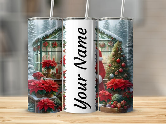 Personalized Christmas Garden Scene Tumbler