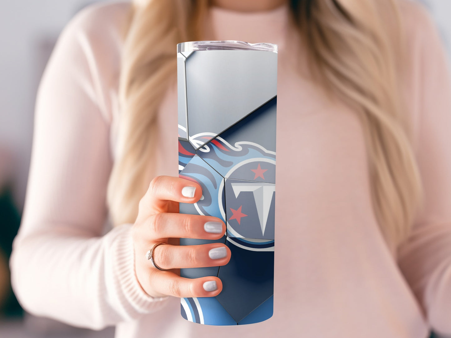 Geometric Tennessee Titans Logo Design Pattern Tumblers