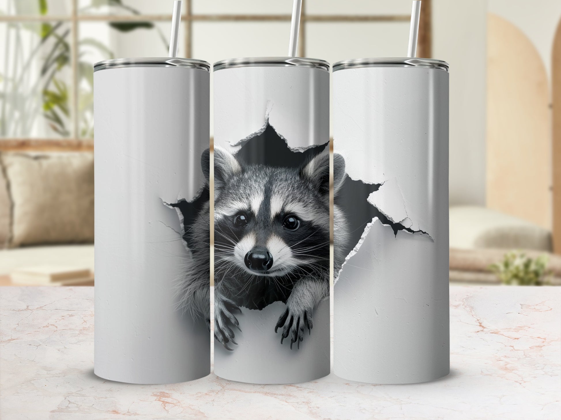 Curious Raccoon Peeking Tumbler Design product type