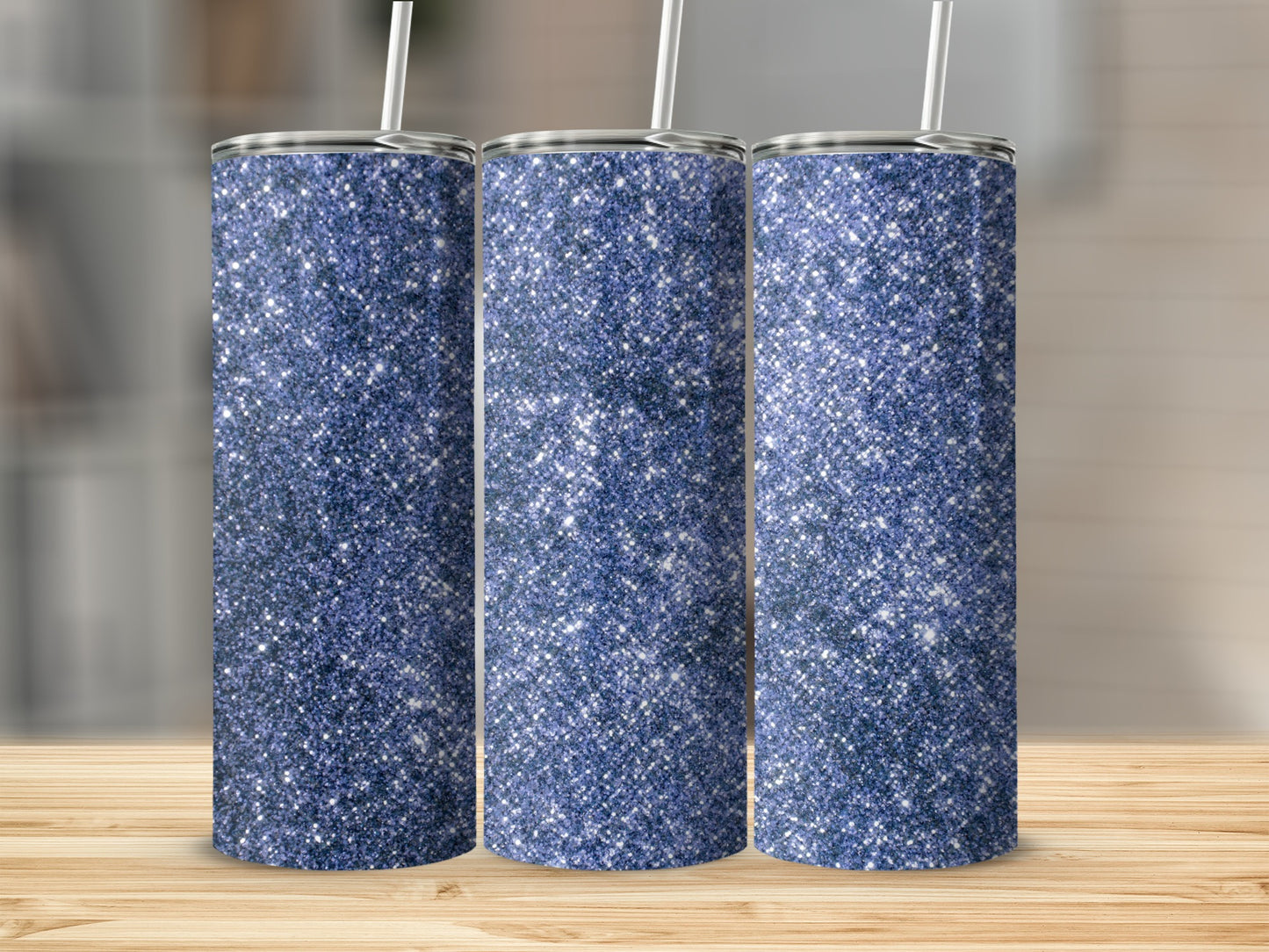 Sparkling Blue Glitter 20oz Skinny Tumbler Product