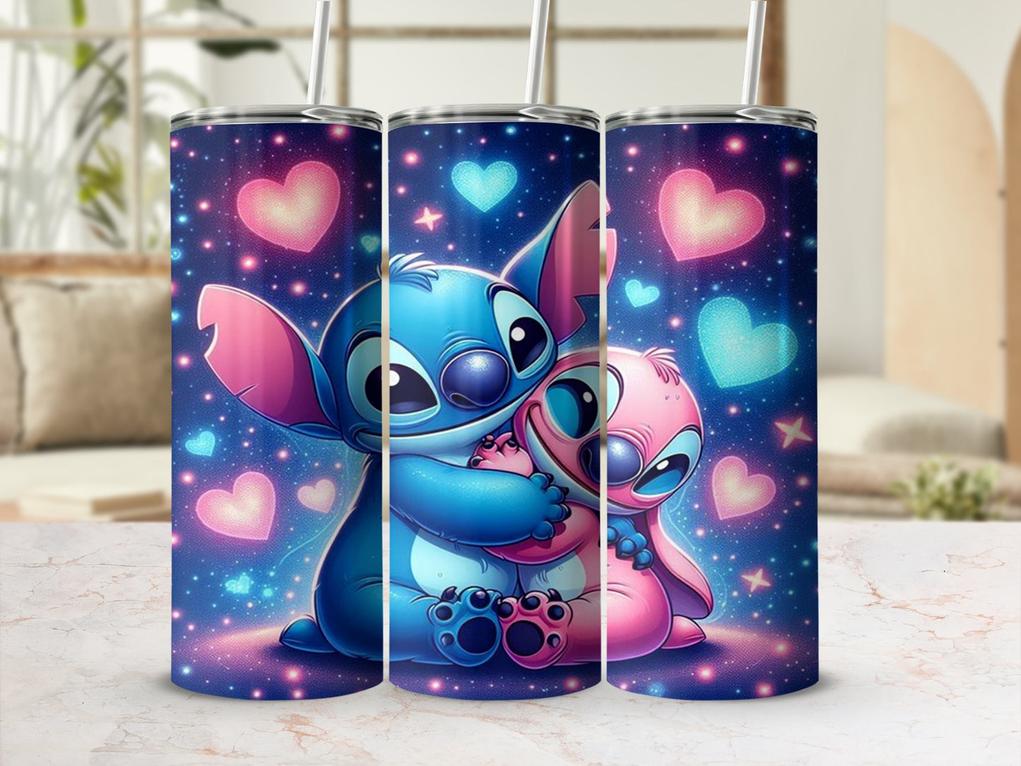 Cute Cartoon Alien and Heart Design Tumbler