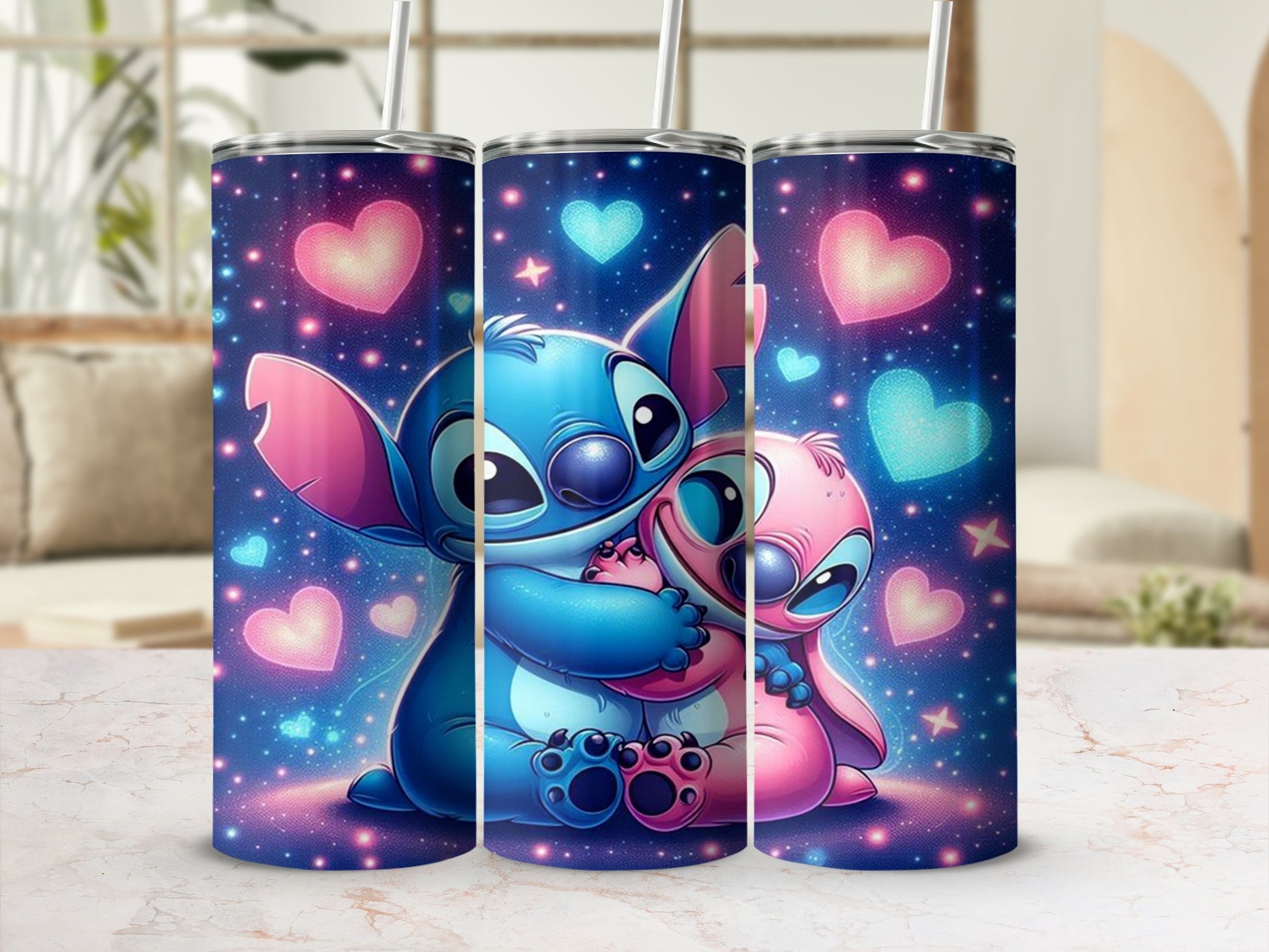 Cute Cartoon Alien and Heart Design Tumbler
