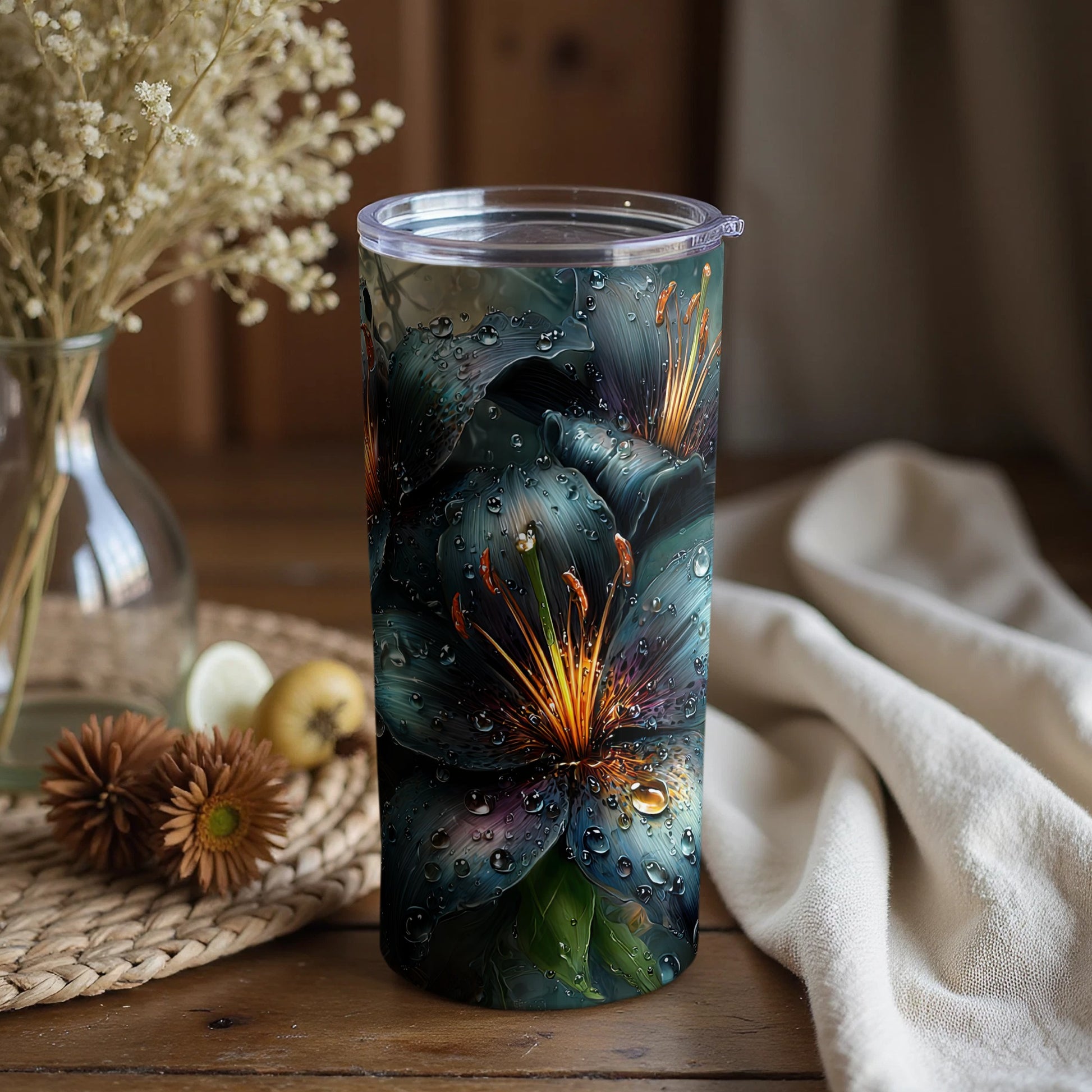 Vibrant Floral Design Insulated Tumbler For Hot Or Cold Drinks