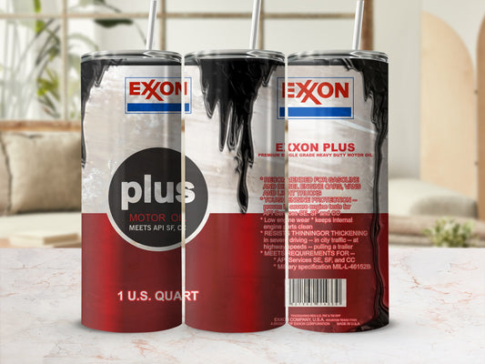 Exxon Plus premium motor oil 1 U.S. quart container with black and red branding.