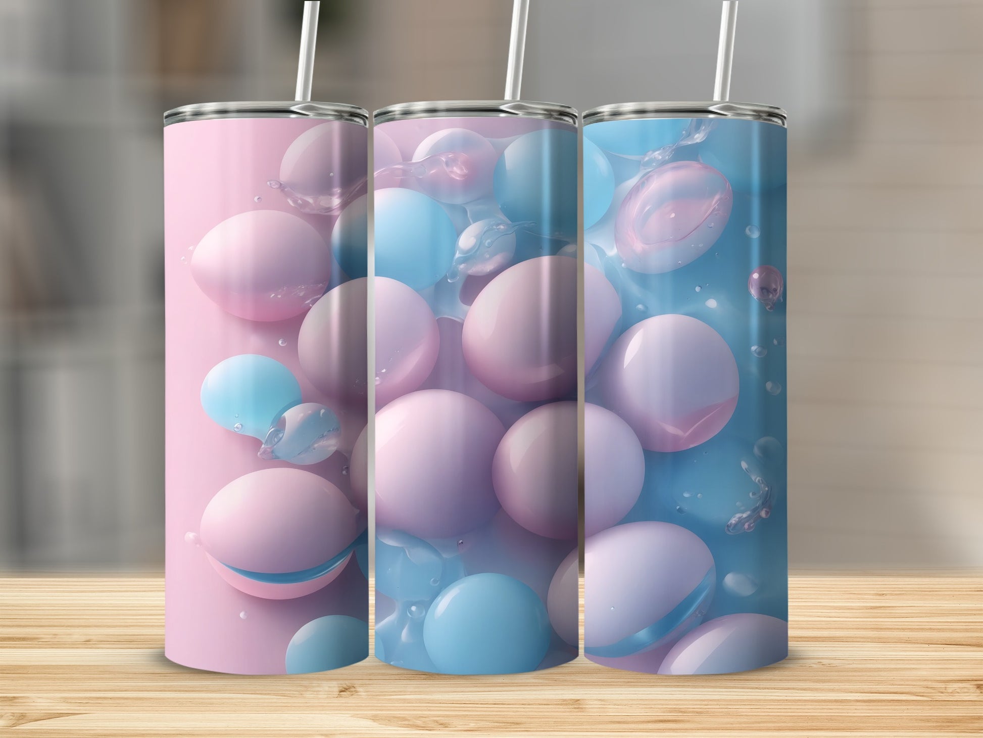 Pastel Spheres Water Splashes Pink Blue product type