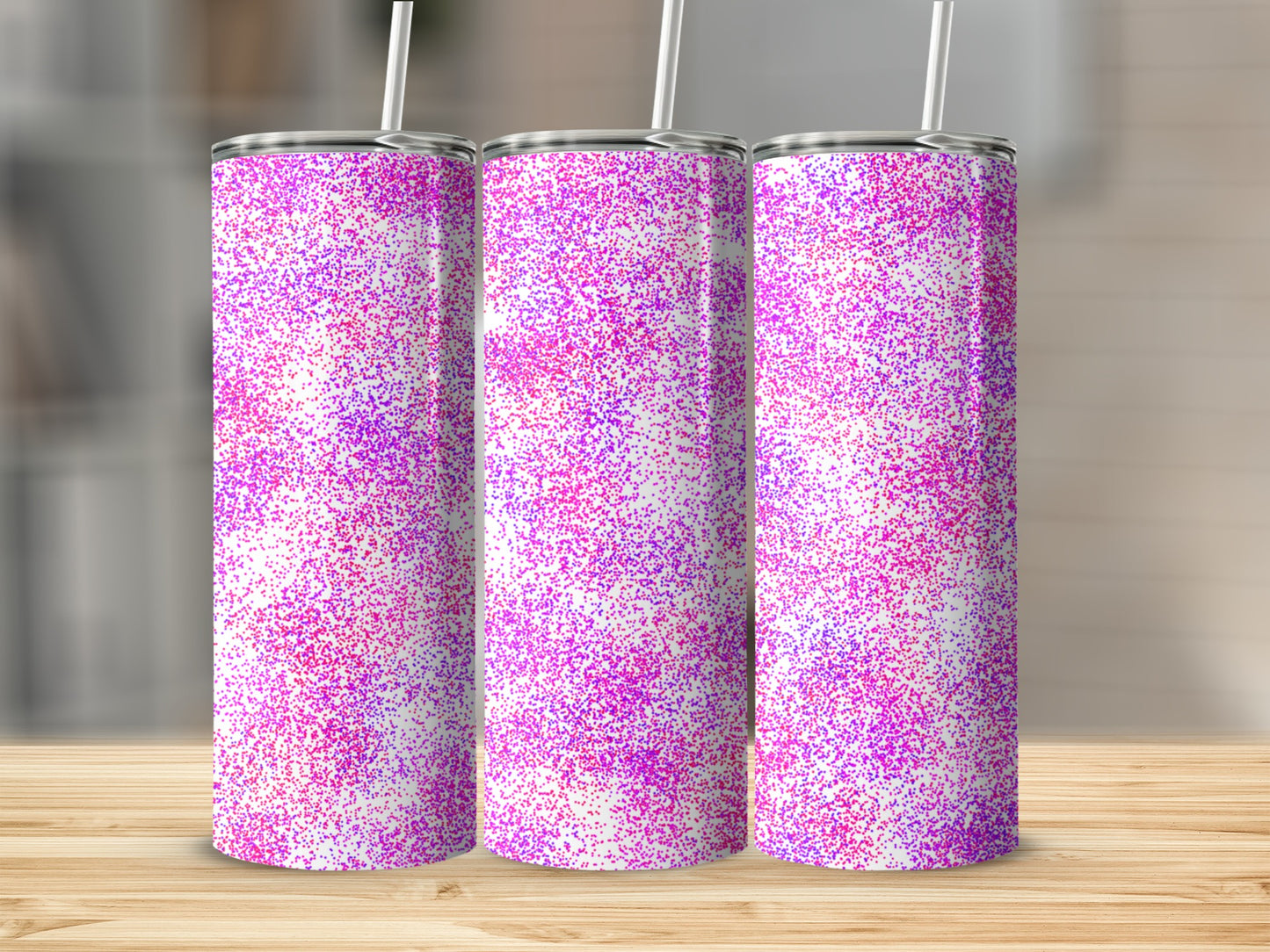 Sparkling Pink and White Glitter Tumbler Product