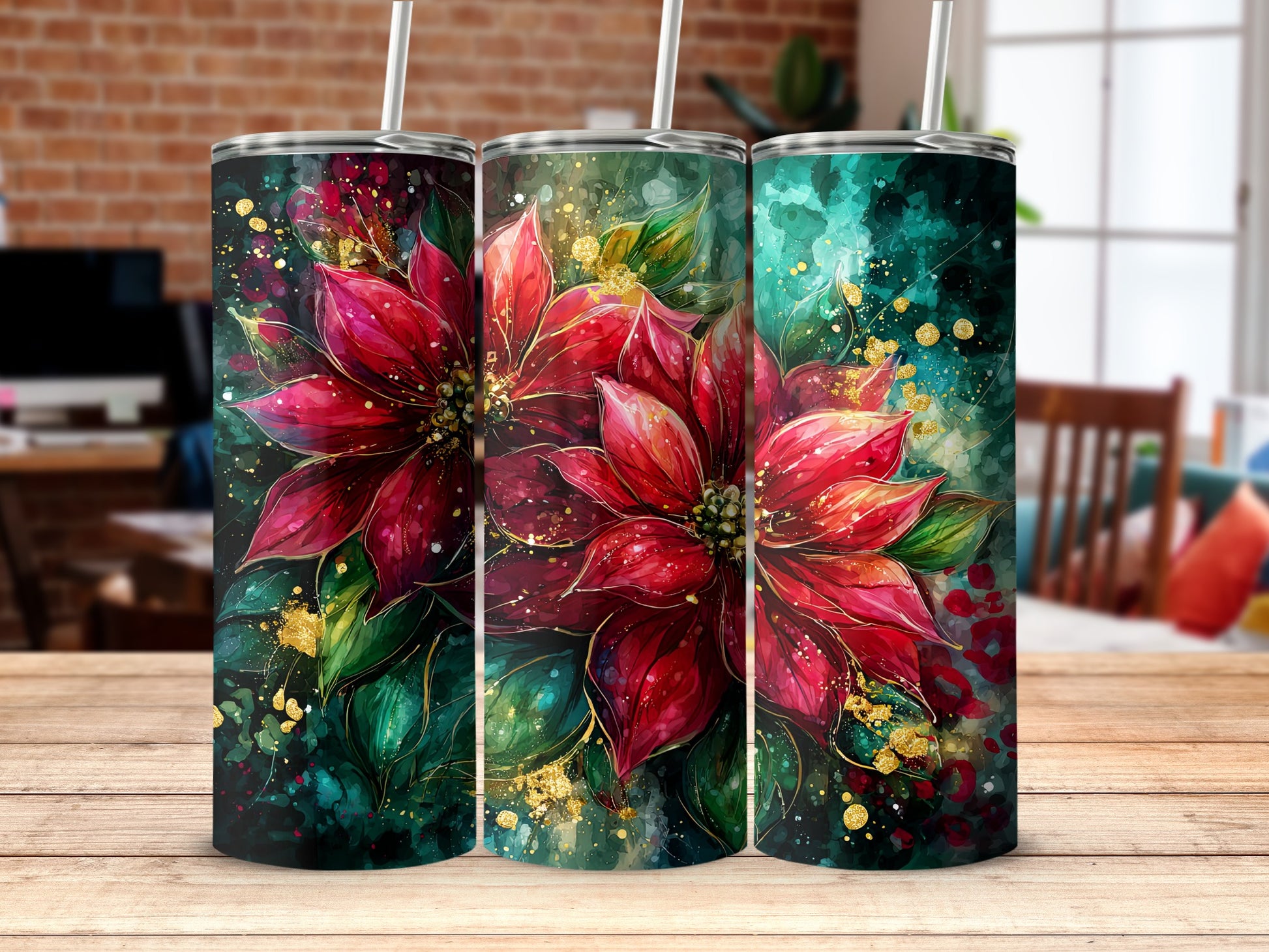 Artistic Floral Insulated Tumbler for Hot and Cold Drinks