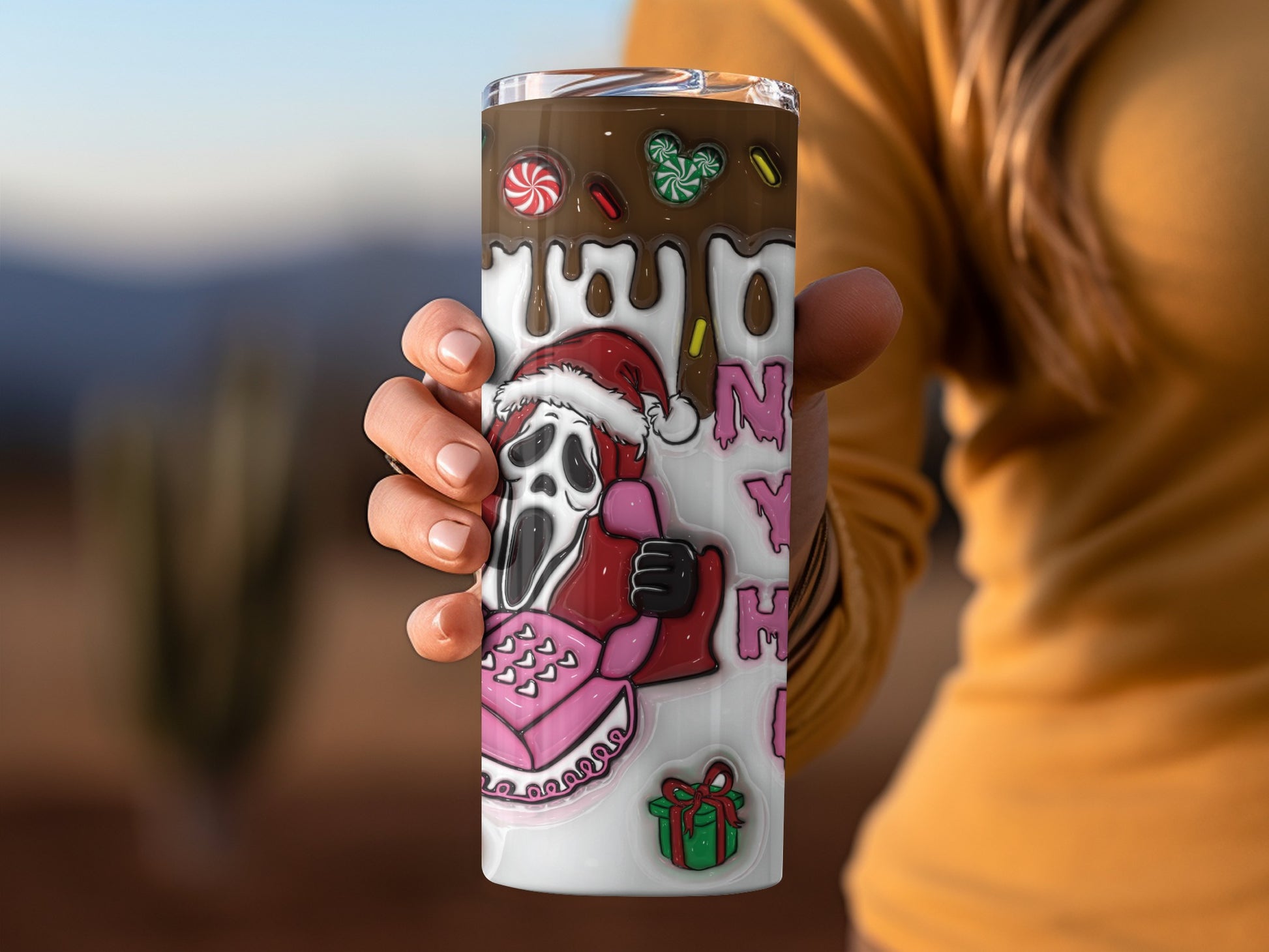 Santa Skull Holiday Tumbler with Psychedelic Twist