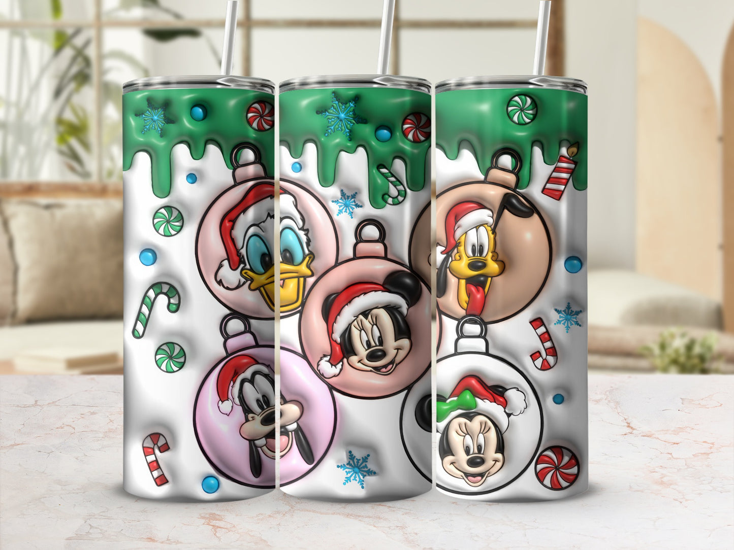 Cute Christmas Disney Characters Insulated Tumbler