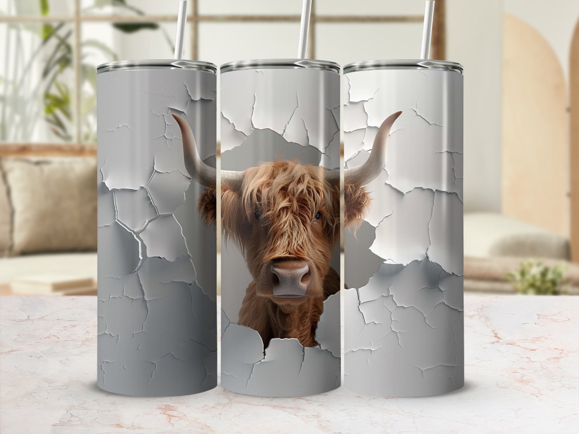 Highland Cow Cracked Design Tumbler Product Type