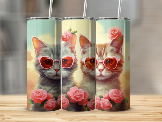 Adorable Cats with Sunglasses Fun Tumbler Product
