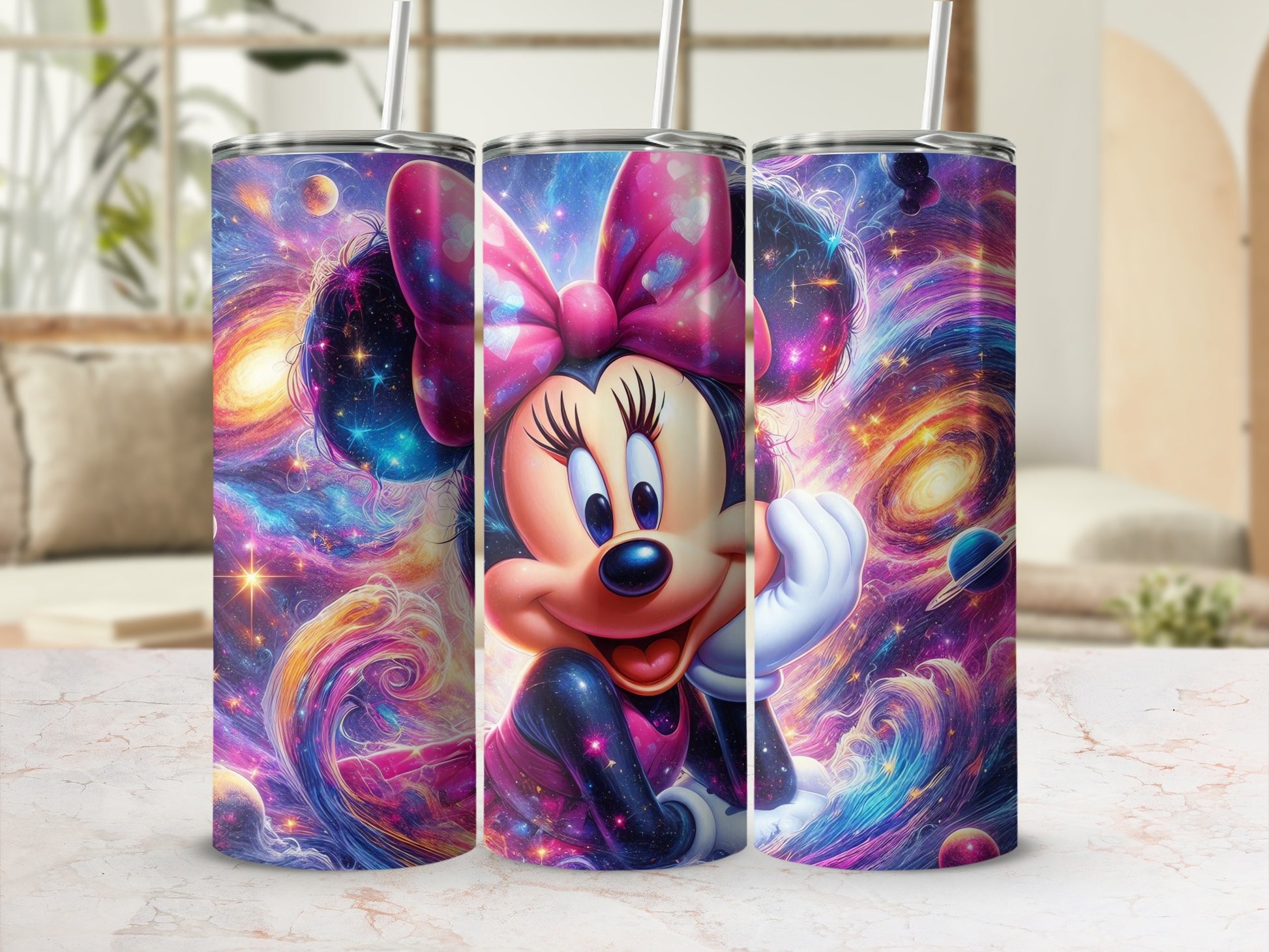 Vibrant and Colorful Space Themed Character Tumbler