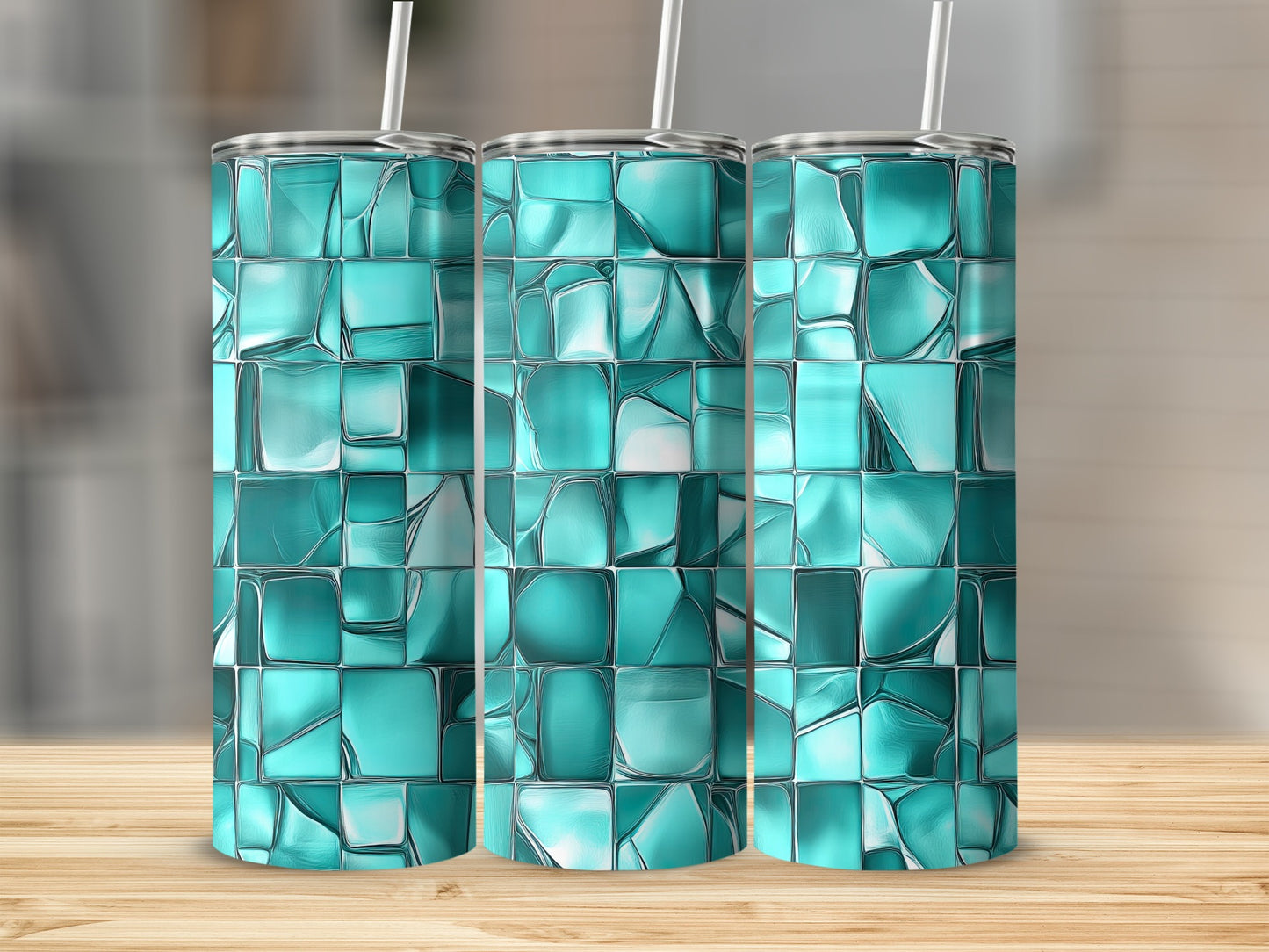 Turquoise Cubes Design Elegant Modern Look Tumblers