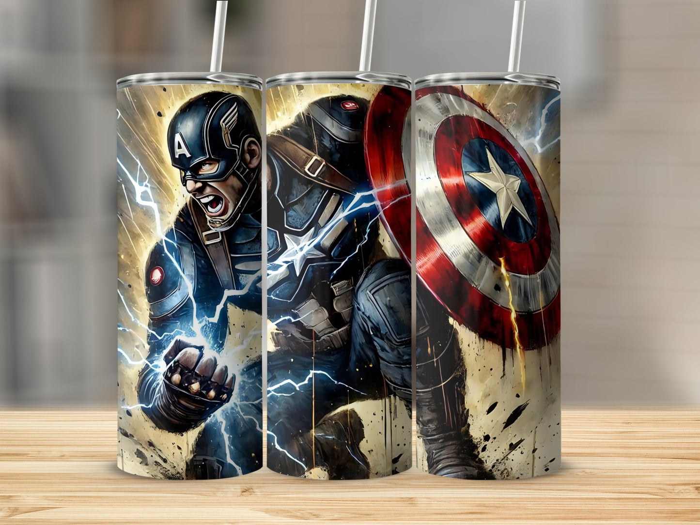 Electrifying Superhero Design Stainless Steel Tumbler Cups