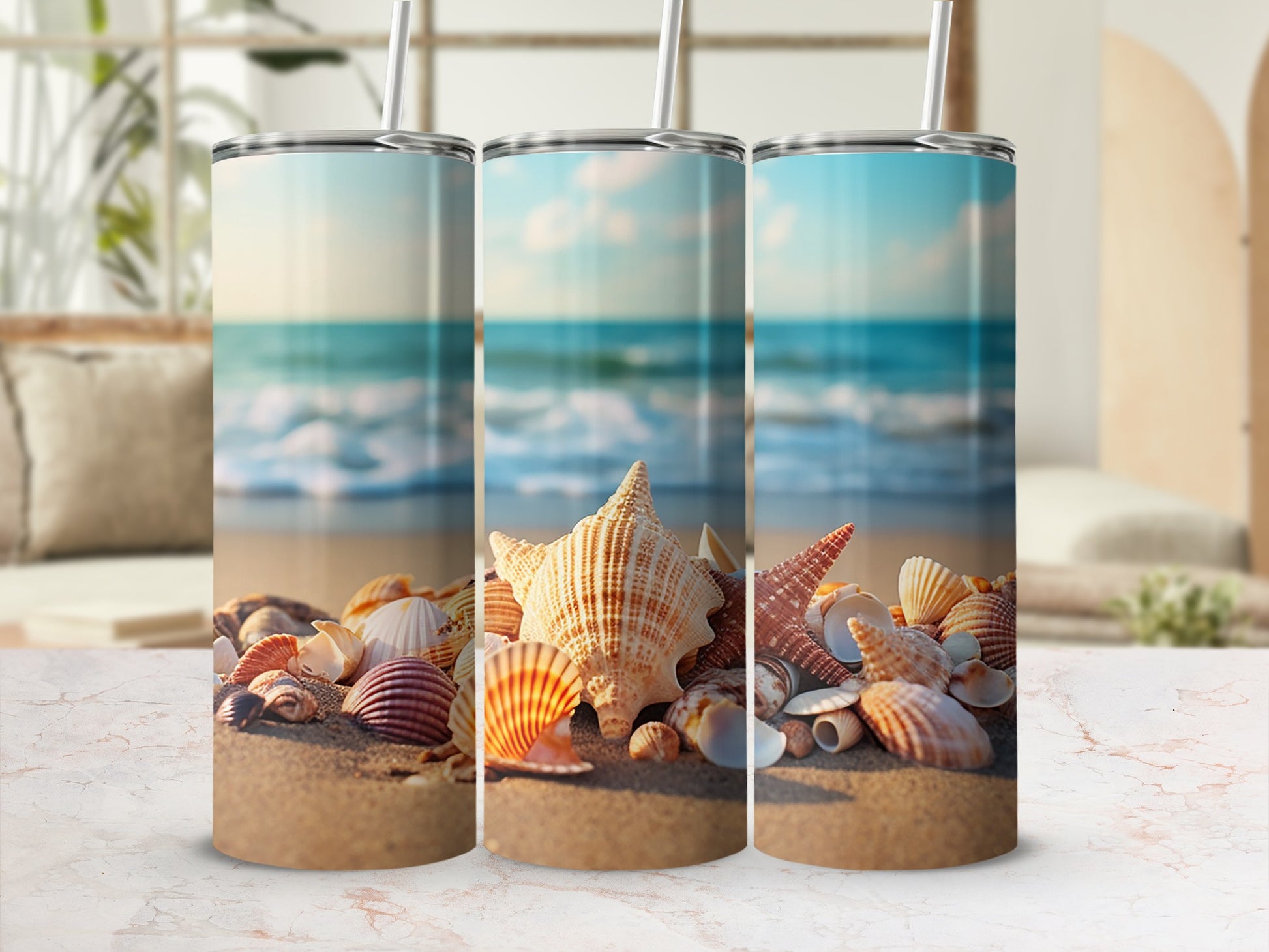 Beach Seashells Ocean View Tumbler for Your Refreshments