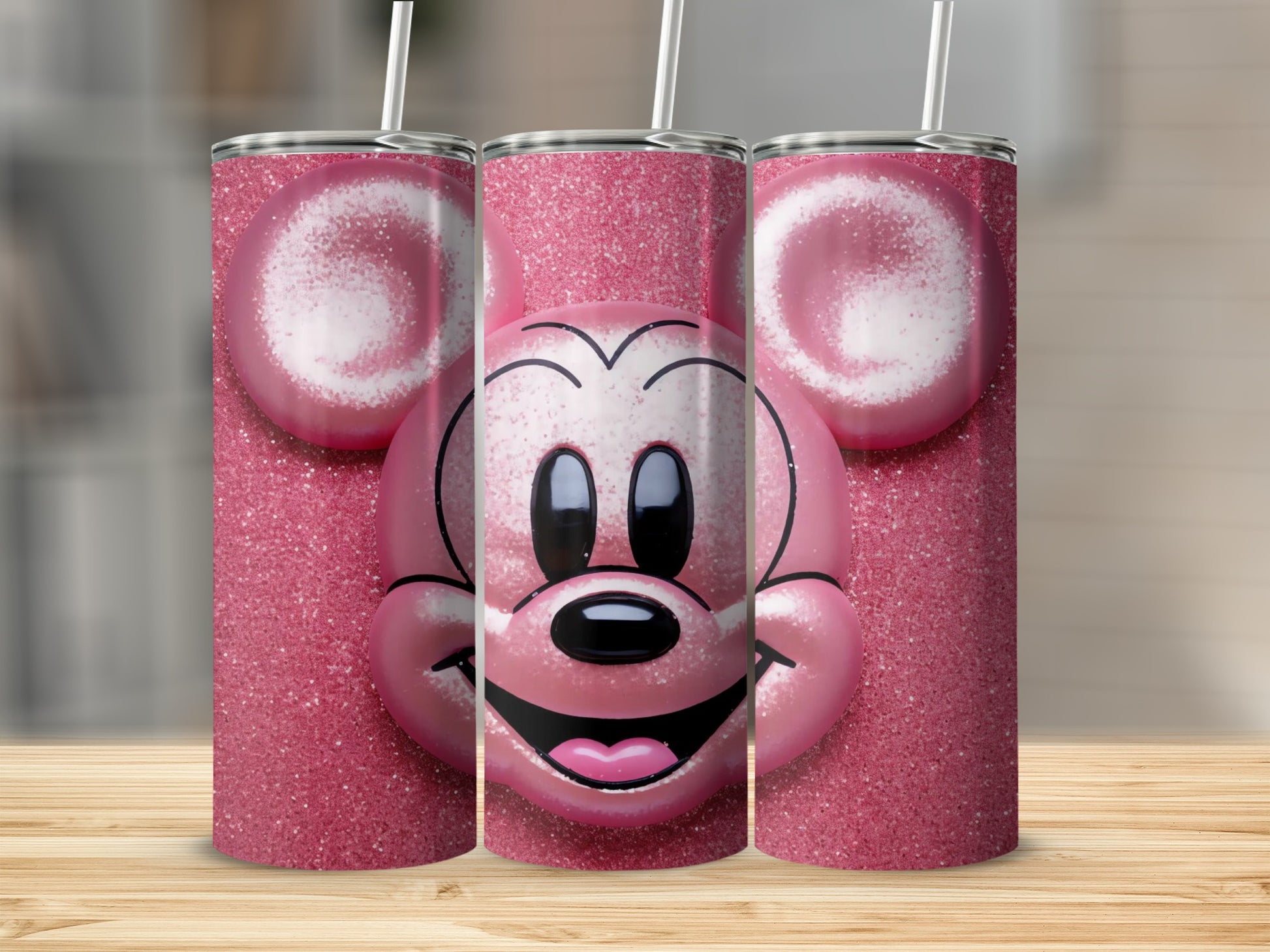 Sparkling Pink Mickey Mouse Tumbler for Kids and Adults
