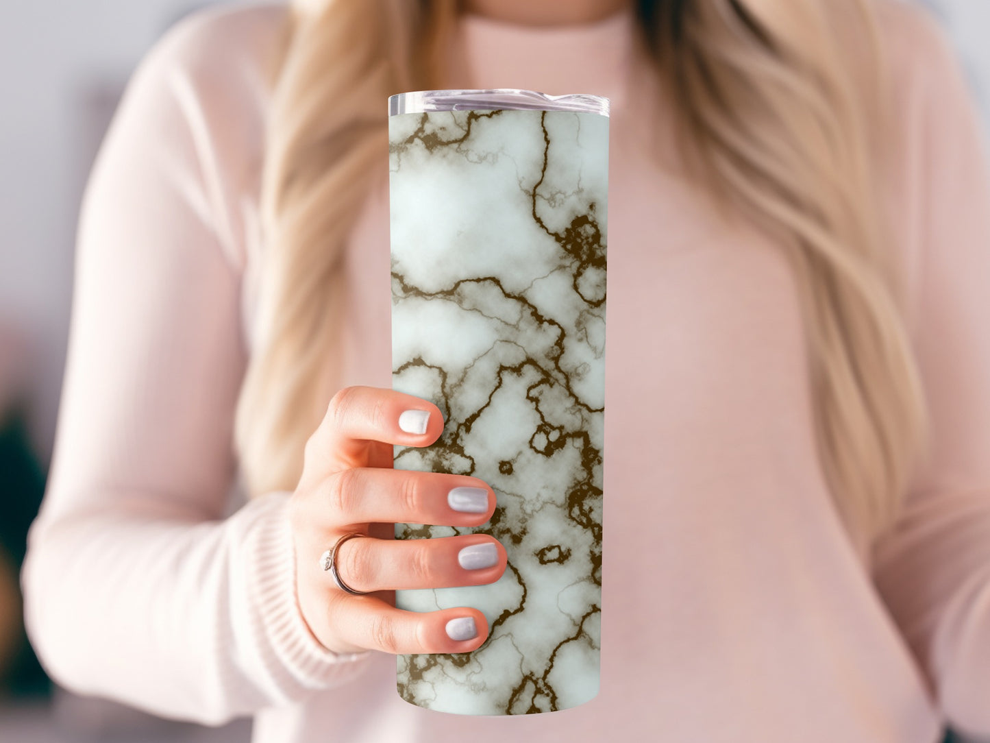 Brown Veins on White Stone Texture Design Tumblers