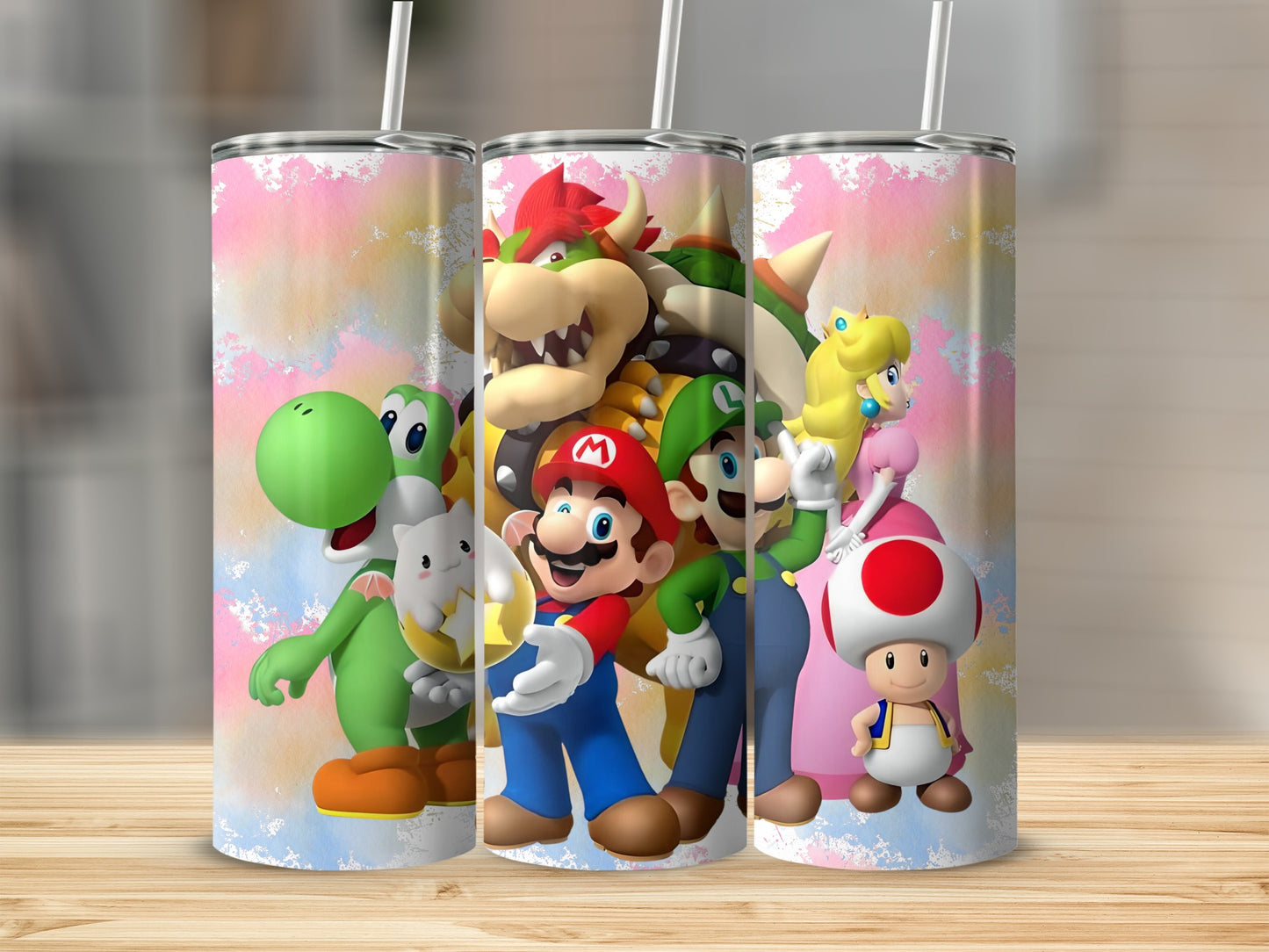 Mario Yoshi Luigi Princess Toad Bowser Design Tumbler Product