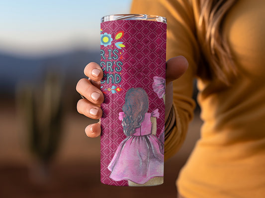 Inspirational Girl Power Tumbler with Floral Design
