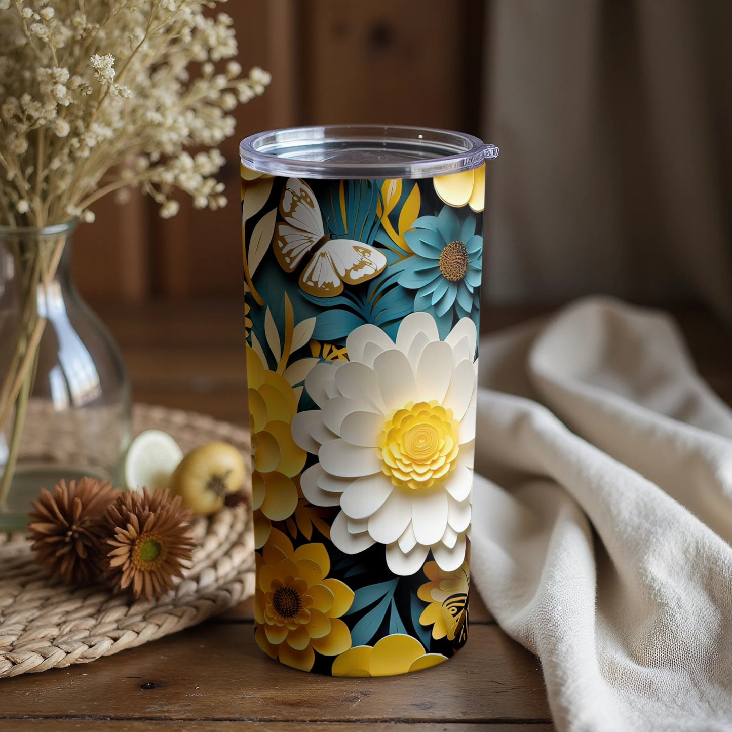 Floral and Butterfly Design Insulated Tumbler product