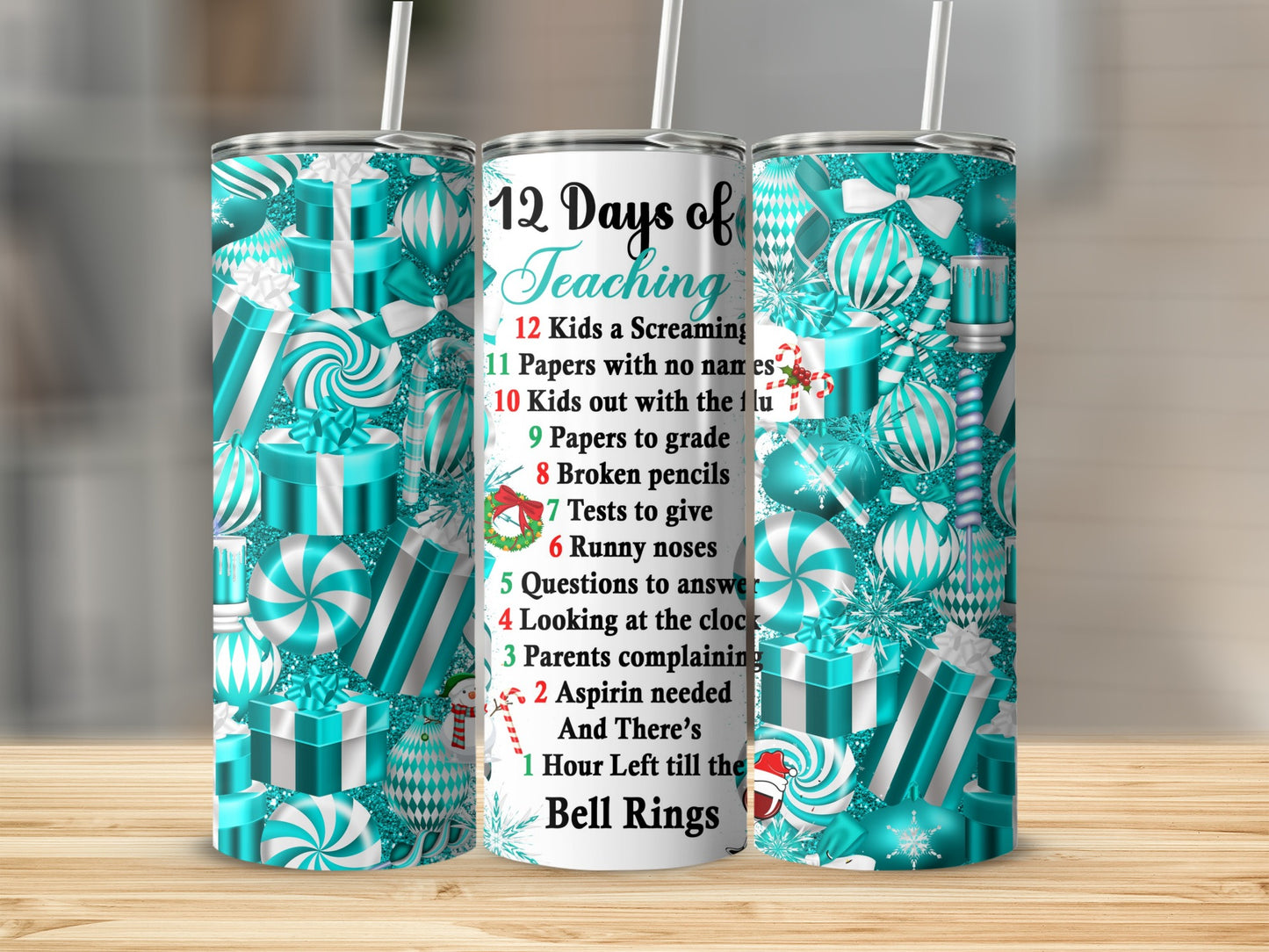 Twelve Days Of Teaching Fun Pattern Design Tumblers