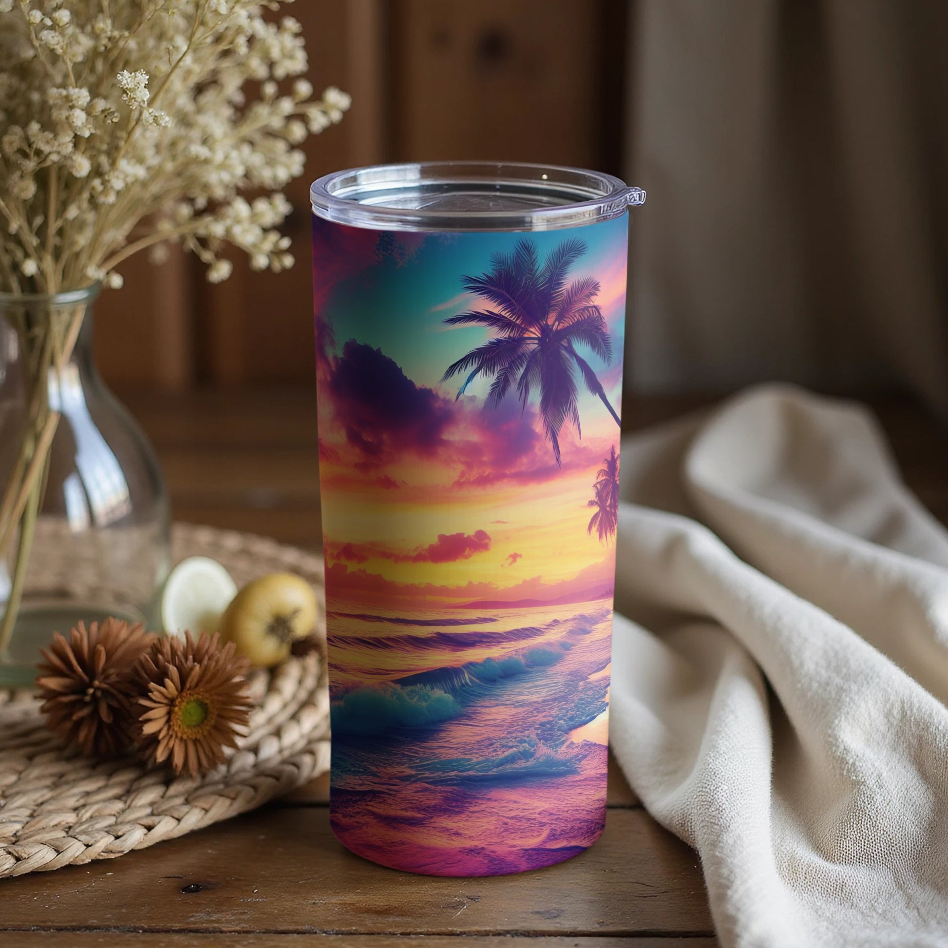 Beautiful Tropical Sunset Scene Tumbler for Daily Use