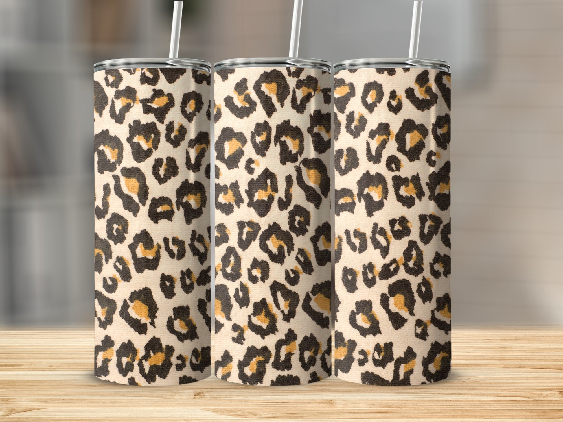 Stylish Leopard Print Design Stainless Steel Tumbler