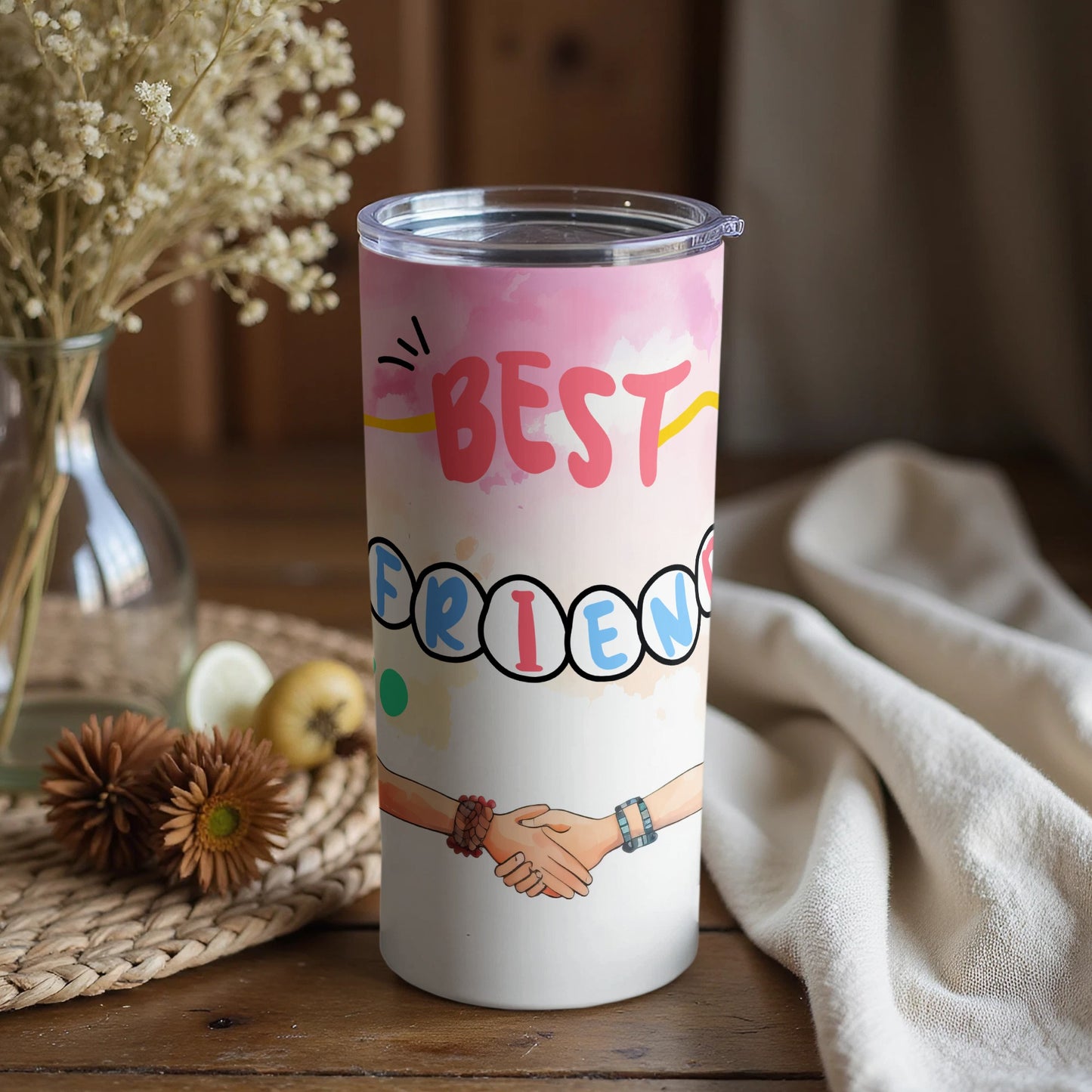 Best Friends Handshake Tumbler with Lid 20 oz
