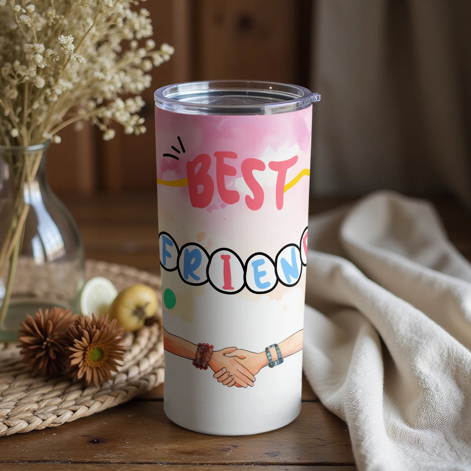 Best Friends Handshake Tumbler with Lid 20 oz