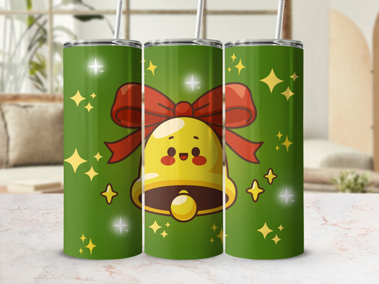 Festive Bell with Red Ribbon Tumbler for Holiday Cheers